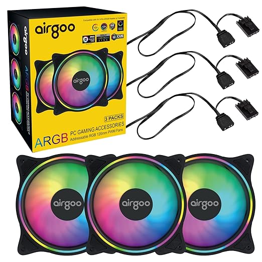 Airgoo 120mm ARGB PWM Case Fans, for Corsair Commander Core