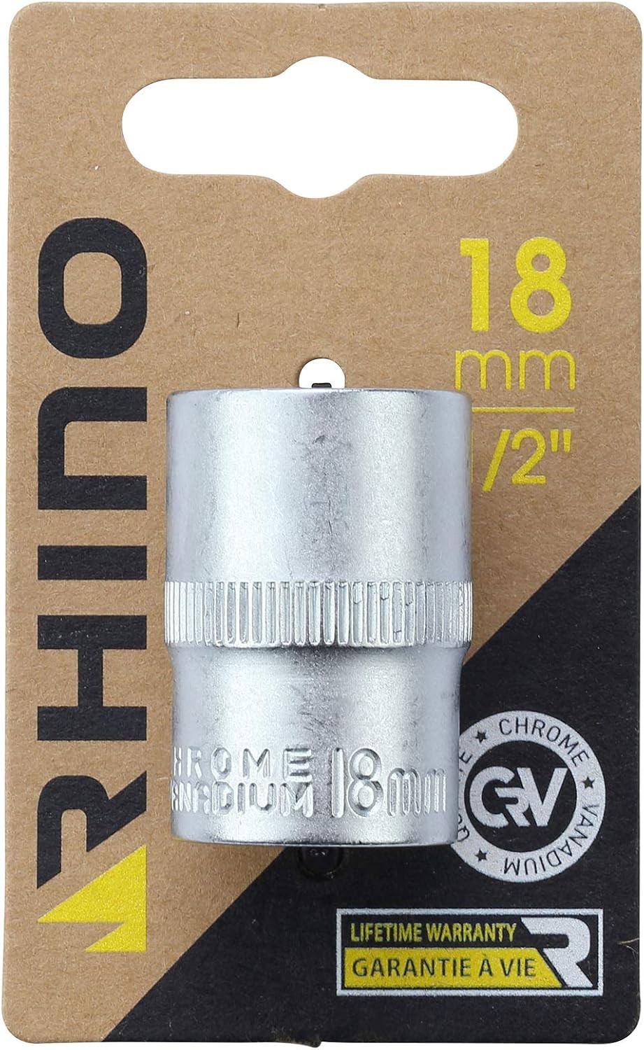 RHINO - Socket sets - Hex socket, short metric - 6 point - Diameter 18 mm - 1/2" square drive - High quality (Chrome Vanadium) - Lifetime warranty - Multiple sizes available