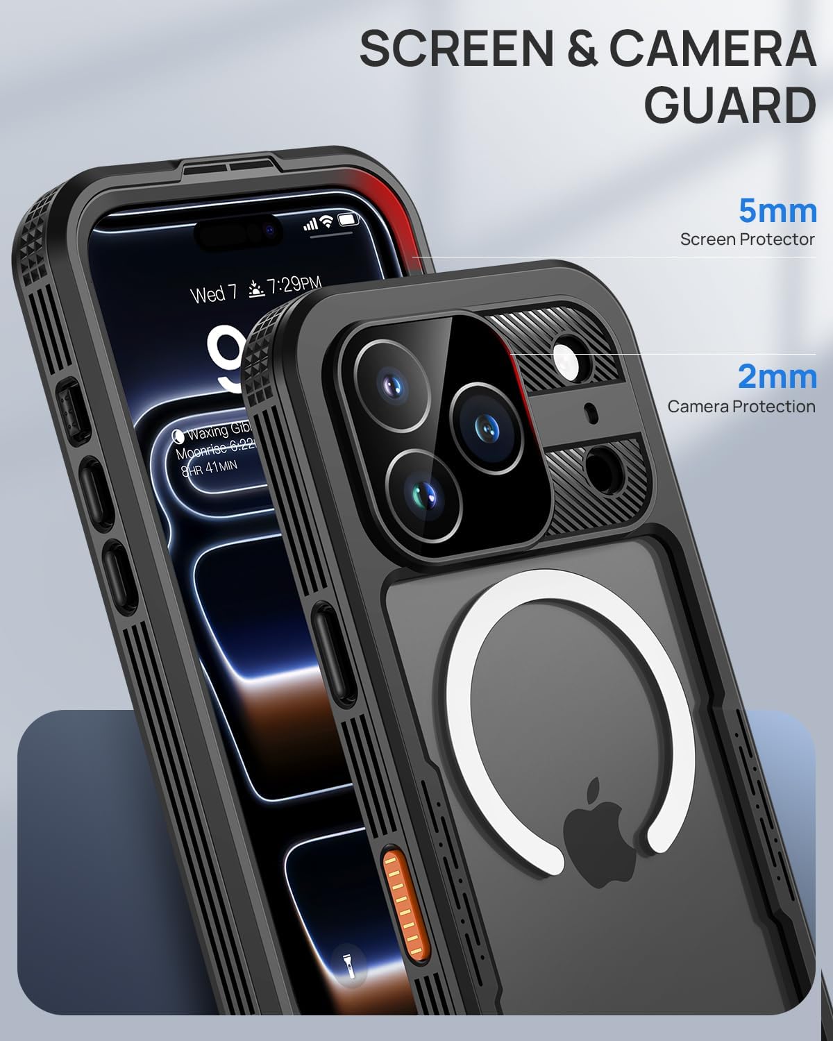 Lanhiem Magnetic for iPhone 17 Pro Case, IP68 Waterproof Dustproof, Built-in Screen Protector [Compatible with Magsafe] Heavy Duty Rugged Cover Full Body Phone Case, 6.3 inch, Black - Image 7