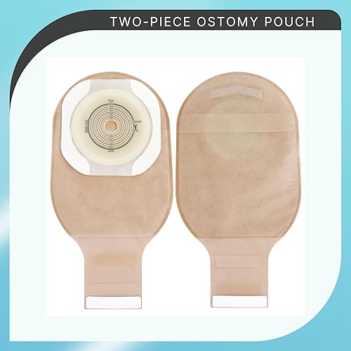 Miniatura 7 de 21 bolsas de ostomía drenables de dos piezas con brida cortada para el cuidado del estoma de colostomía, incluye 15 bolsas de ostomía y 6 barreras