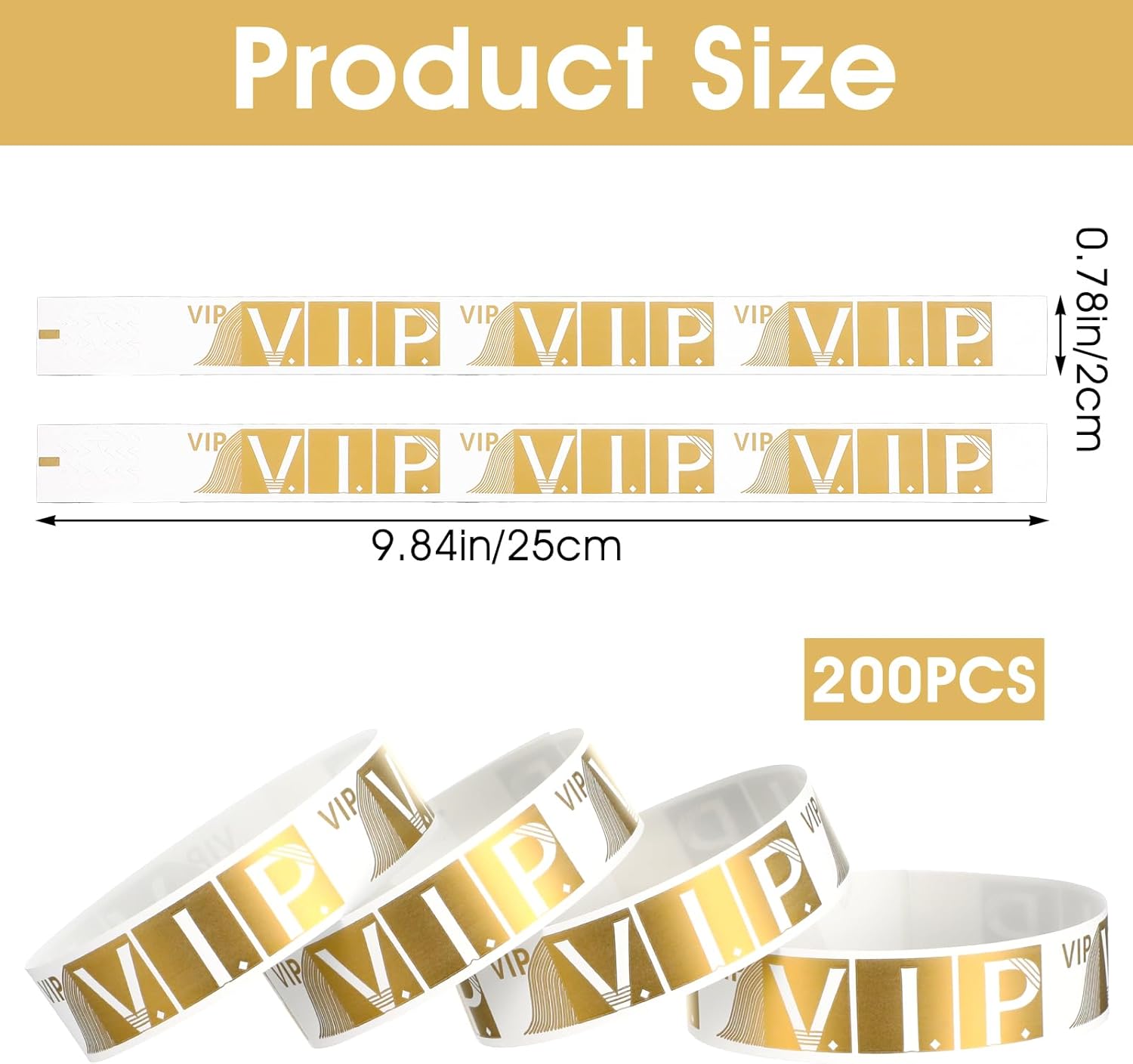 200pcs VIP Wristbands for Events Waterproof Wrist Bands Lightweight Paper Bracelets for Party Concert Club Amusement Park Festivals - Image 2