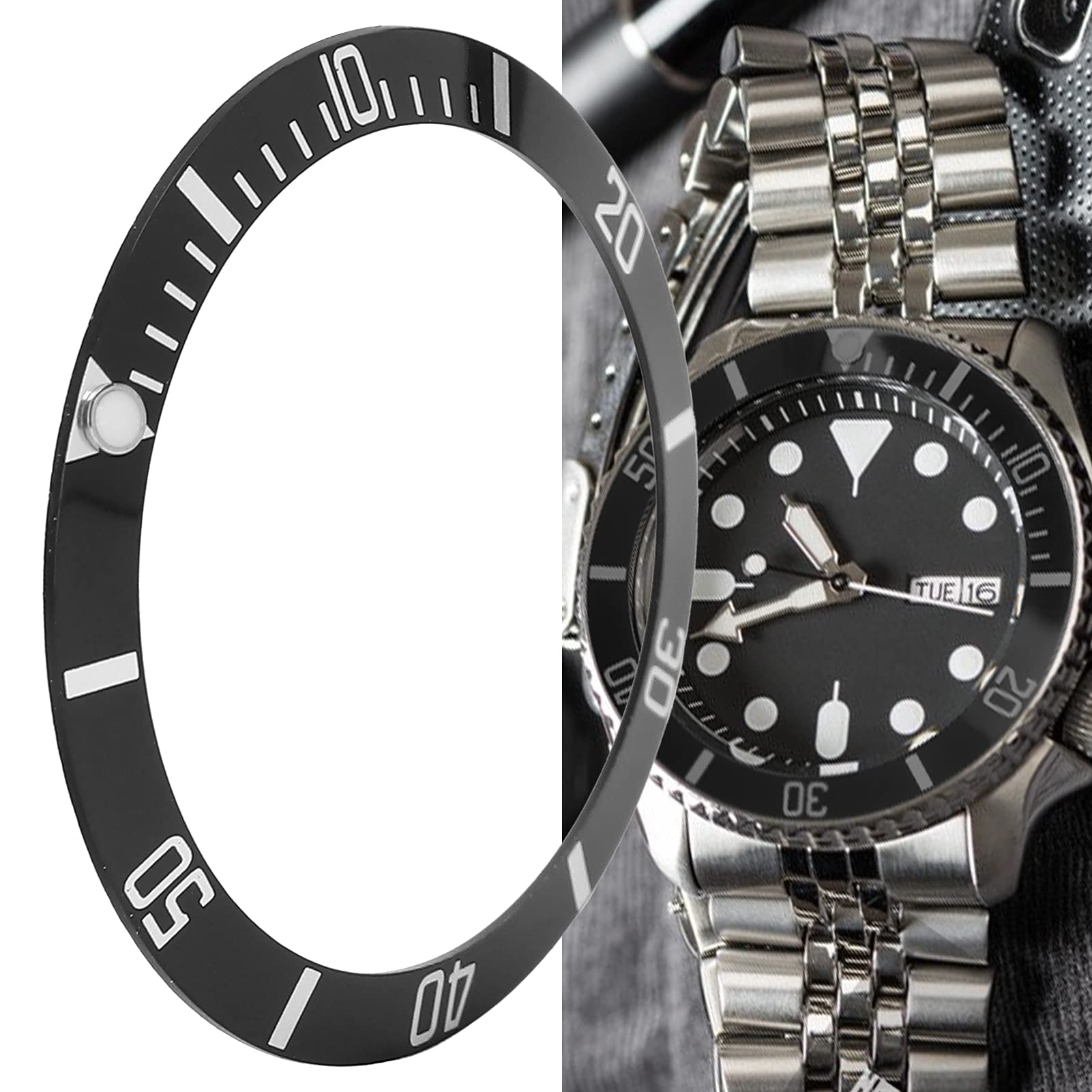 Watch Bezel Insert Ring, Wristwatch Bezel Professional Watch Bezel Insert for Watch Bezel Replacement for Watch(Black) (B099S2WH4X) Amazon Price History, Amazon Price Tracker