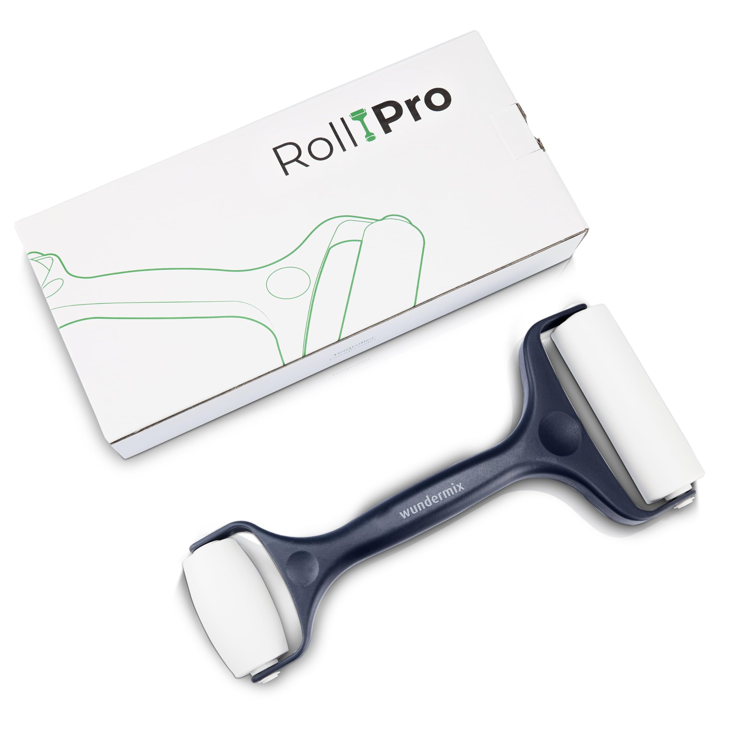 Wundermix - RollPro® Teigroller • Teigrolle mit 2 Walzen • Antihaft Nudelholz für müheloses Ausrollen von Teigen • Fondant Roller • Pizzaroller • Spülmaschinenfest • Backzubehör