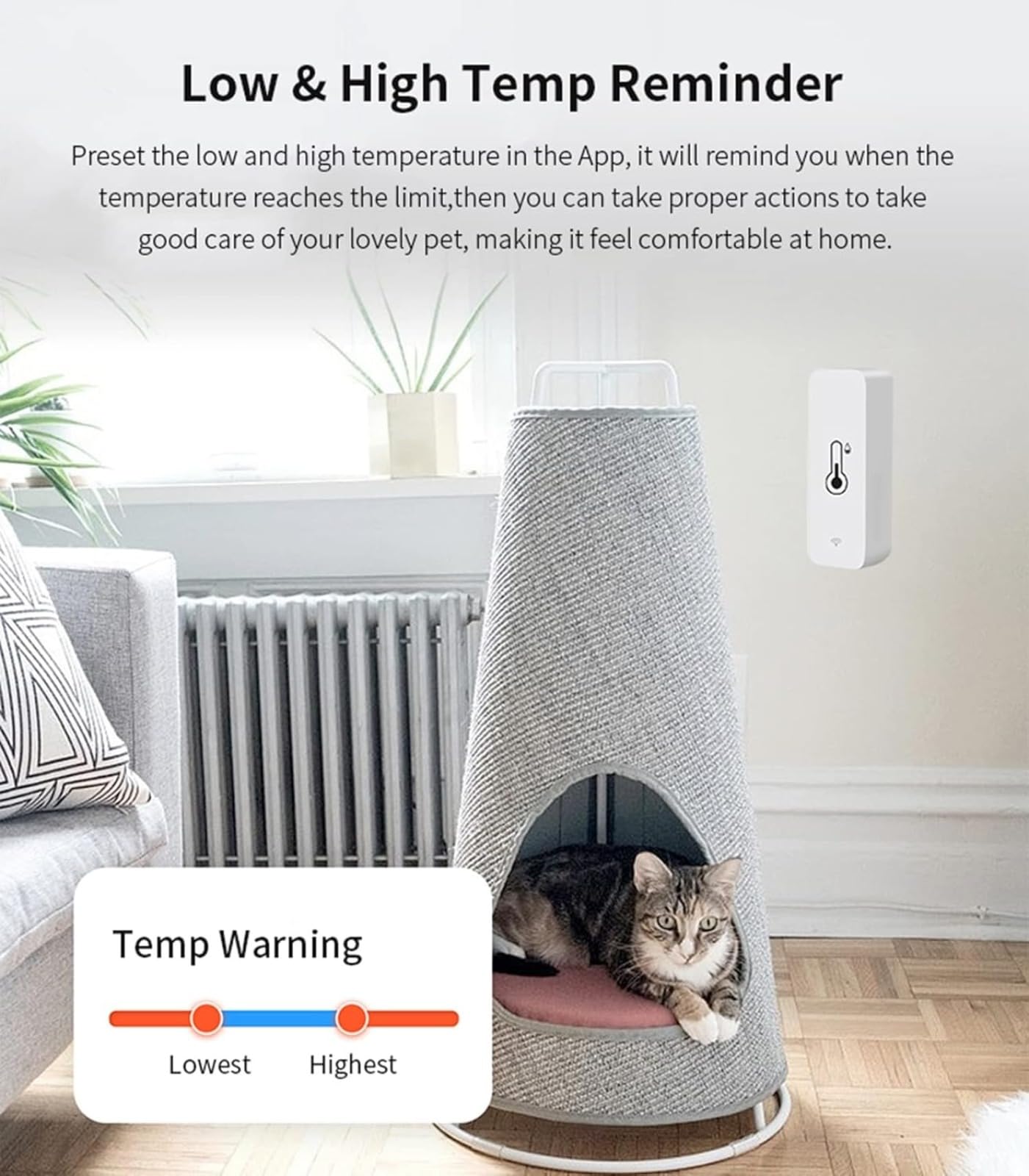 Czujnik temperatury i wilgotności WiFi: bezprzewodowy monitor temperatury i wilgotności z alertami aplikacji, bezpłatne przechowywanie danych eksportowych, kompatybilny z wieloma aplikacjami