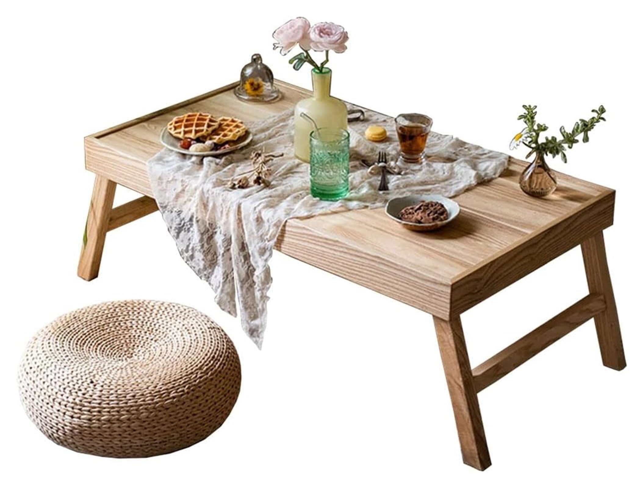 Table basse pliante japonaise rustique en bois 104x50 cm