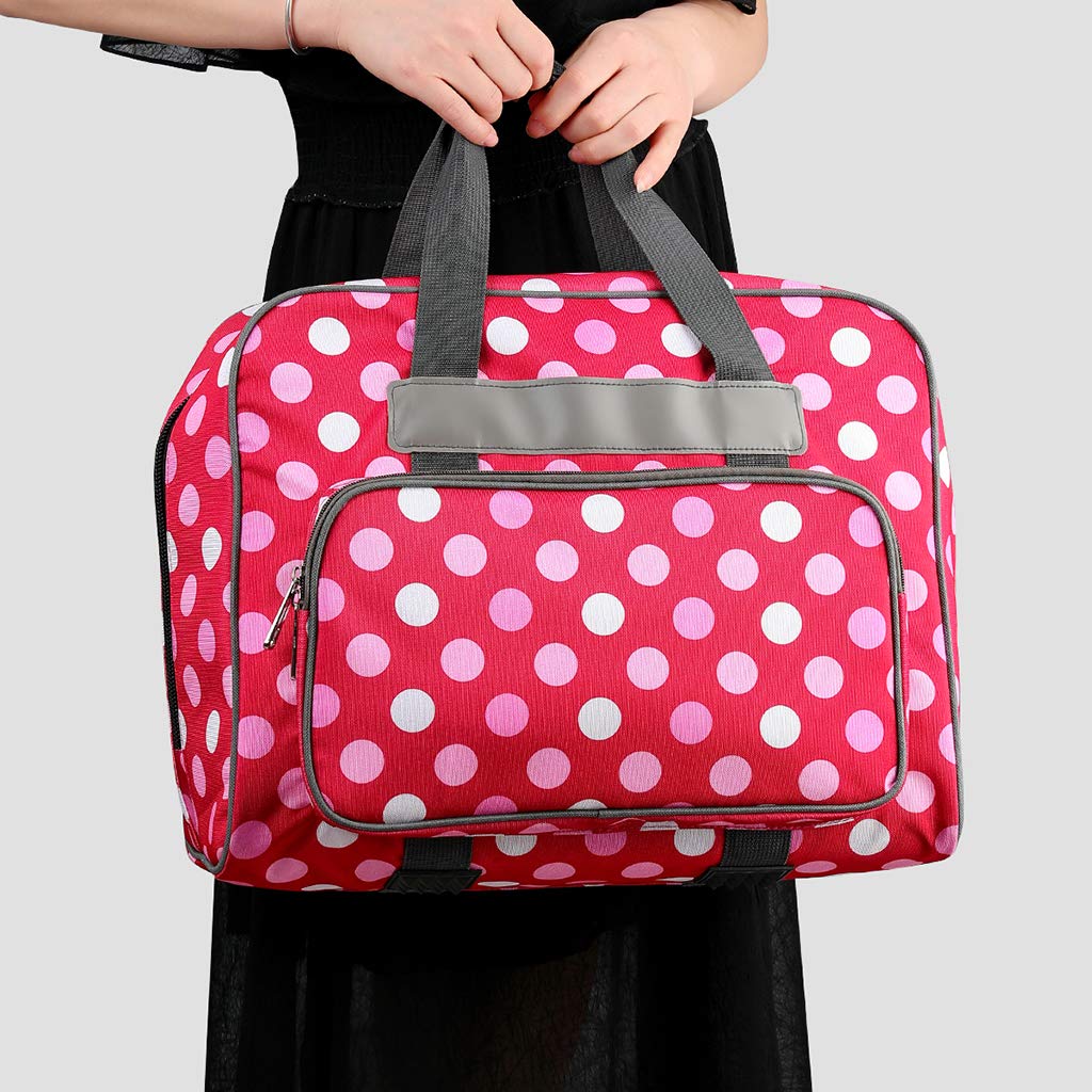 Bolsa multifuncional de gran capacidad para máquina de coser, almacenamiento portátil de viaje, Red, 48x24x31.8cm