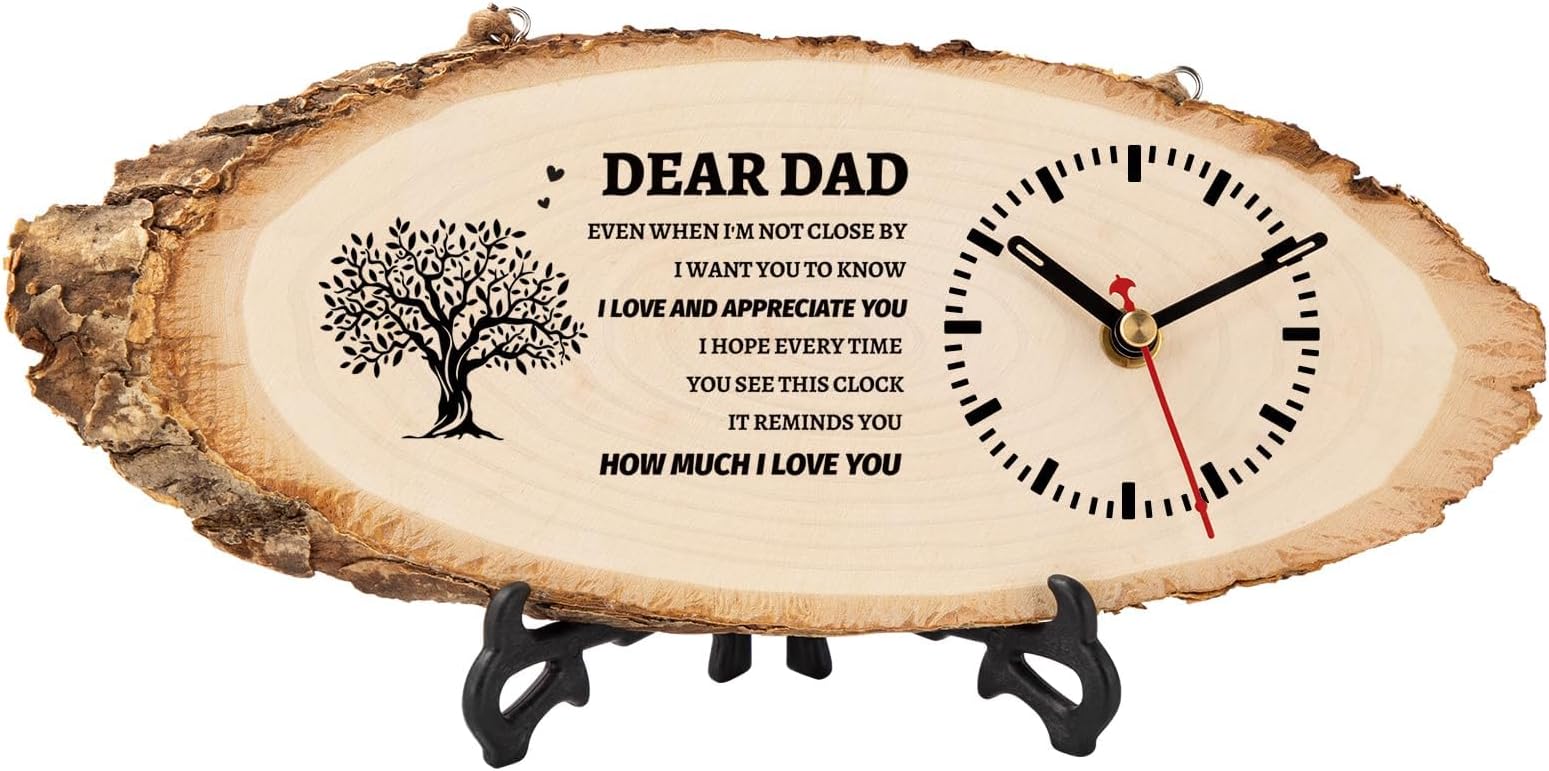 BeauGift Dad Gifts, Wooden Clock Birthday Gifts for Daddy from Daughter Son | Dad Birthday Gift from Daughter Son, Christmas Fathers Day Birthday Gifts for Father Dad, DIY Engraved Clock for Home Decor
