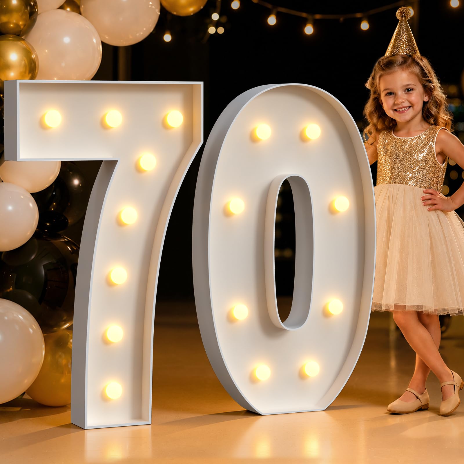 View 1 of [Used] Mixifox 3FT Light Up Number 70 Party Decorations