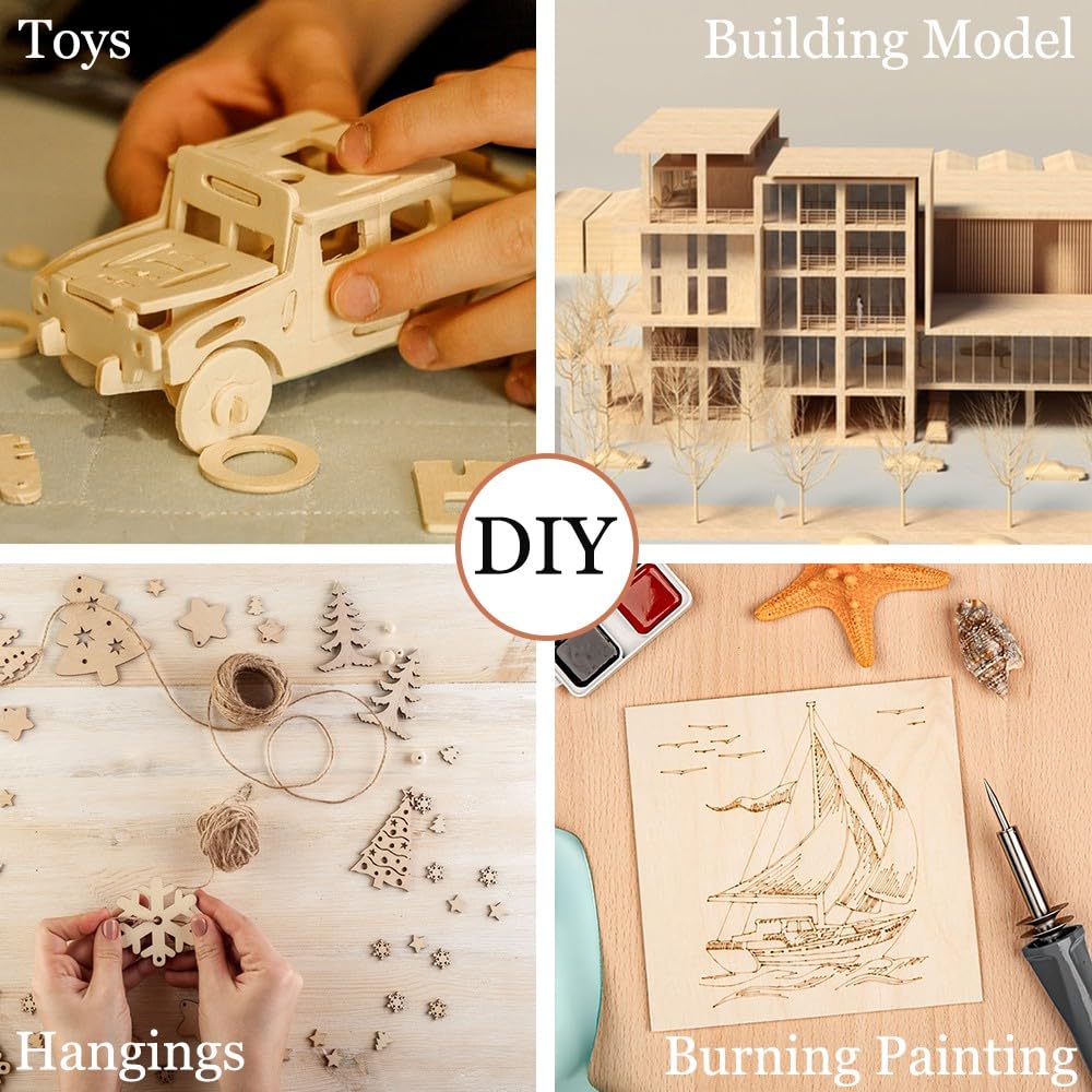 Balsa Wood Sheet, 5 Pack Plywood Sheets, Basswood Sheets 12X12X1/16 Inch, Unfinished Wood Boards Blanks For Laser Cutting, Engraving, Burning, Crafts