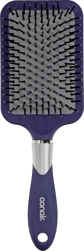 Conair Paddle Hair Brush, Ultra Wide Detangling Design for Thick Hair | Paddle detangler brush with ball-tipped bristles, a soft-touch handle, and a flexible cushion base for stress-free brushing