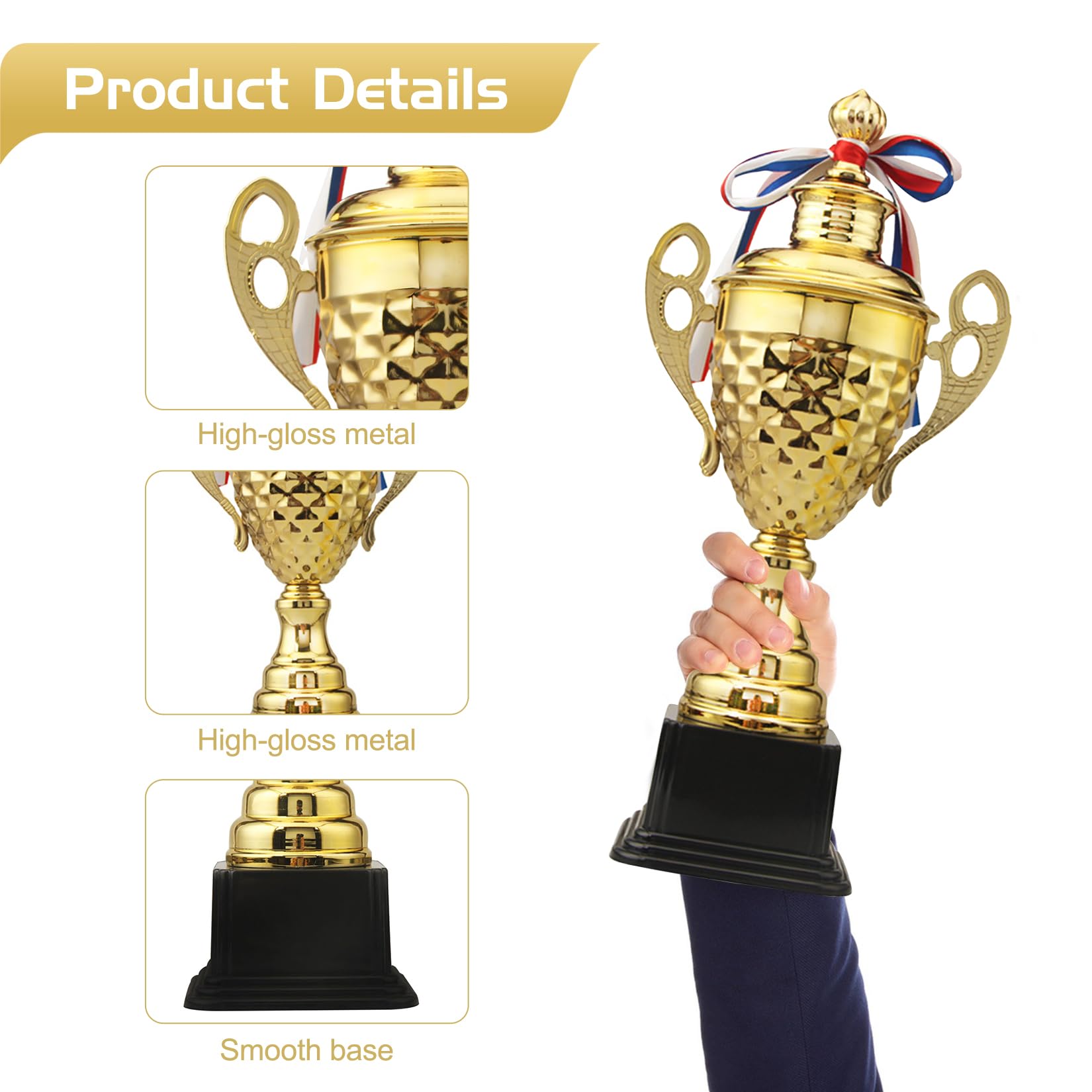 JurciCat Trofeo Copa del Mundo Grande De 37 Cm De Alto para Torneos Deportivos Competiciones Ceremonias Copas y Fiestas - 3