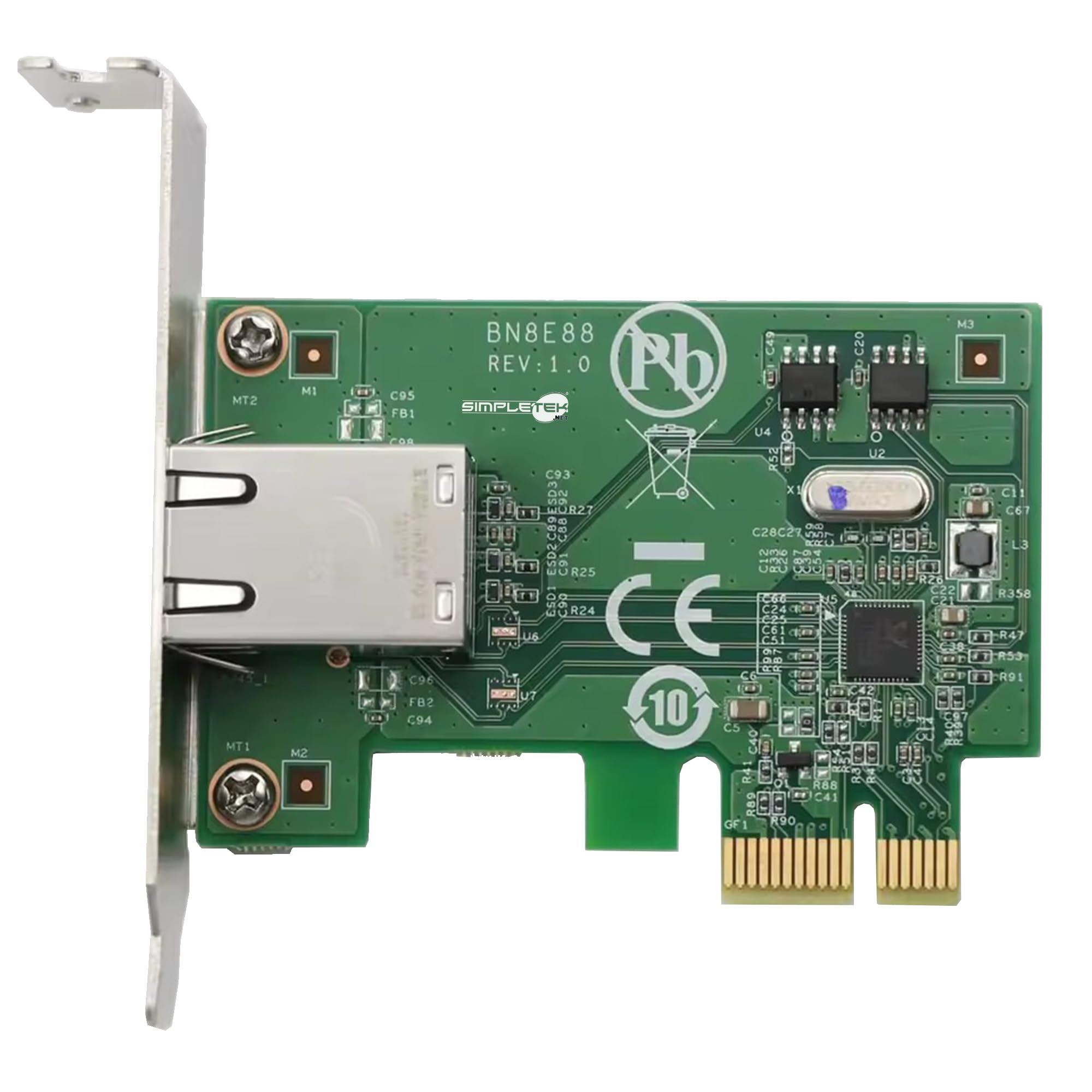 SIMPLETEK - Scheda di Rete 00FC879 LAN Adattatore PCIe 10/100/1000 Low Profile SFF Compatibile con Lenovo P310 P320 P330 M75S (Ricondizionato)