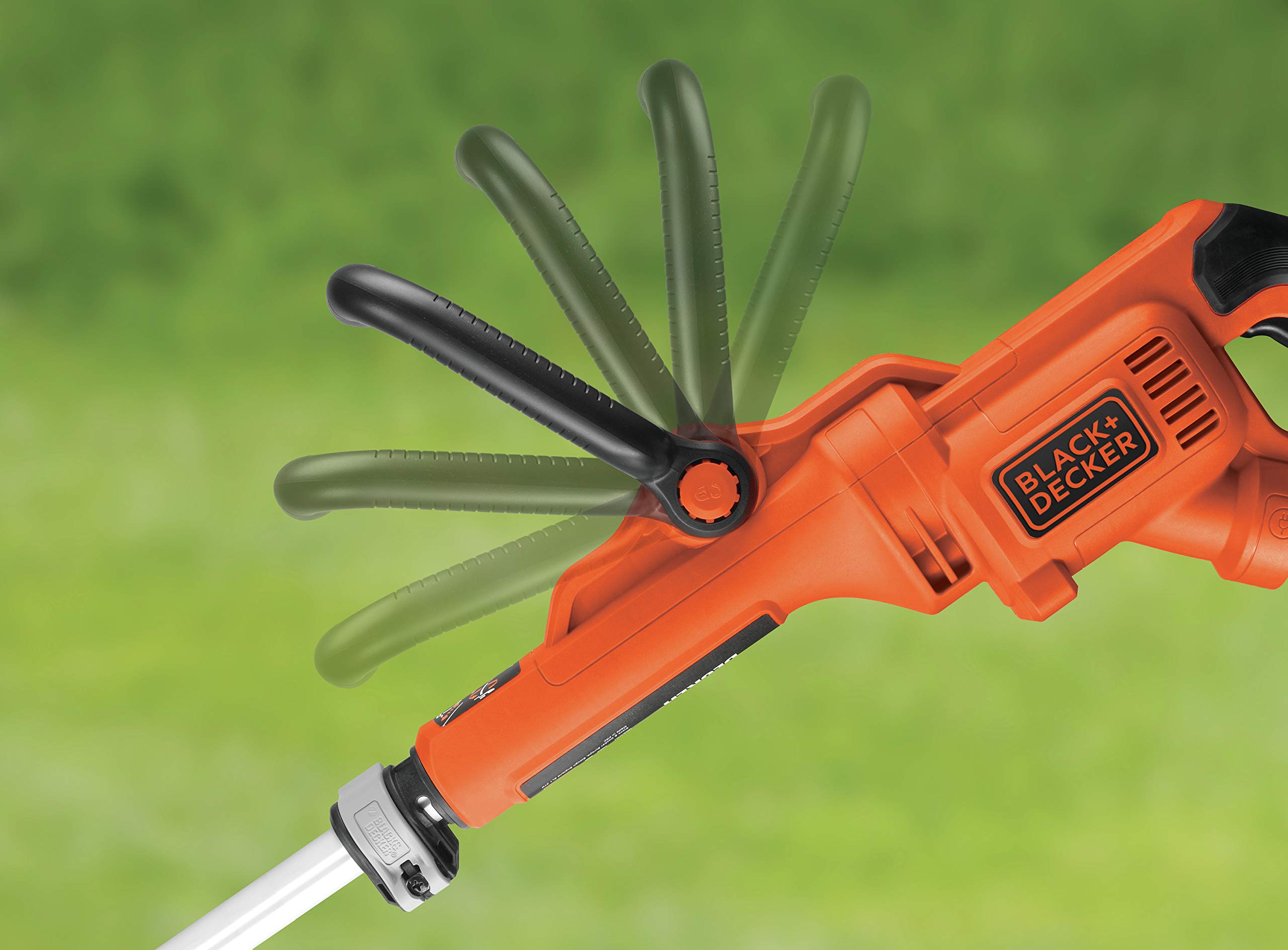 BLACK+DECKER Elektro-Motorsense (900W, E-Drive Technologie, 35 cm Schnittbreite, Heckenschere Akku mit Kantenschnittfunktion, 8 Hochleistungsfäden) GL9035