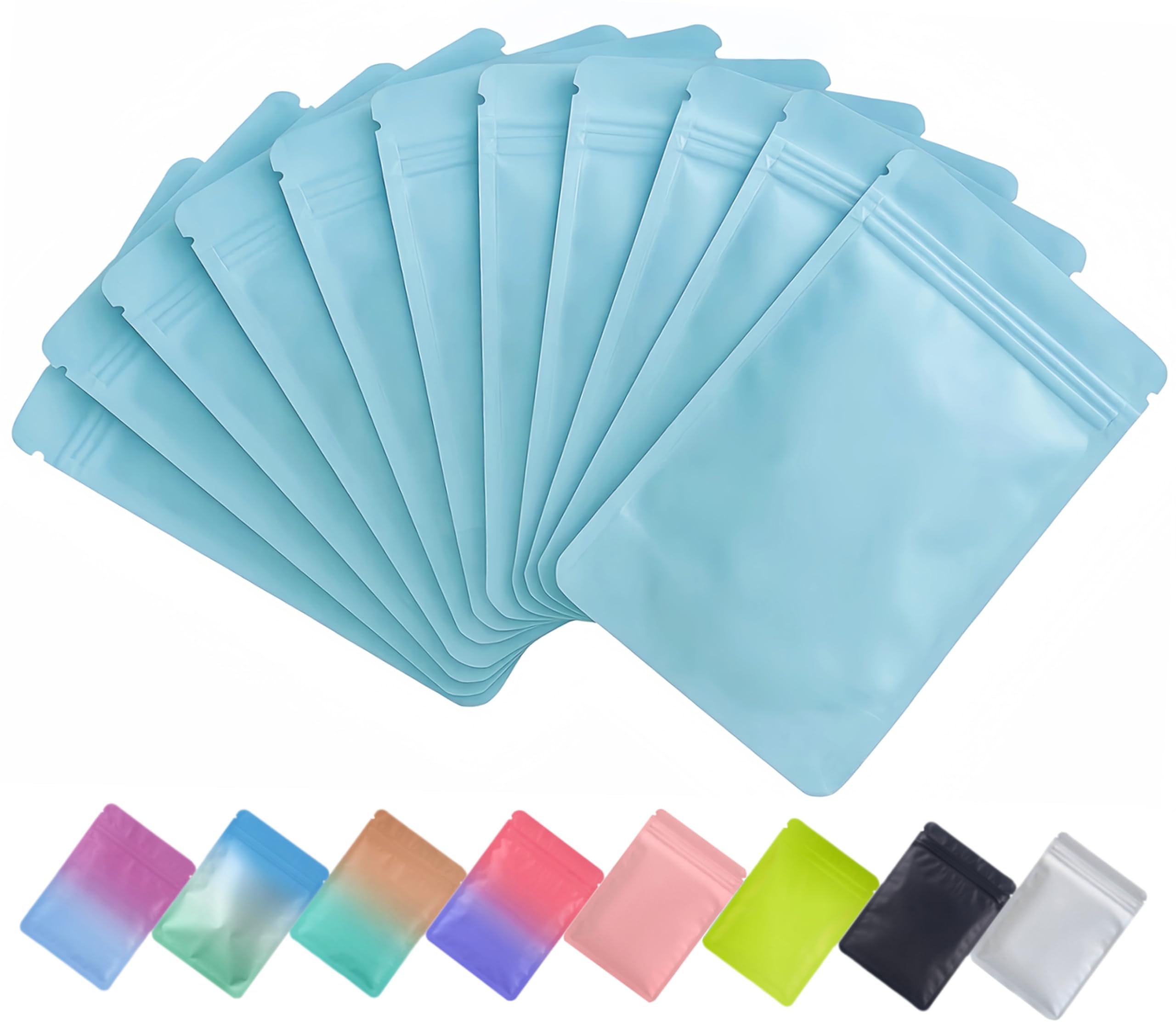 Plaphy 100pcs Resealable Mylar Bags, Ziplock Foil Bags (Blue, 16 x 24 cm) — image 1