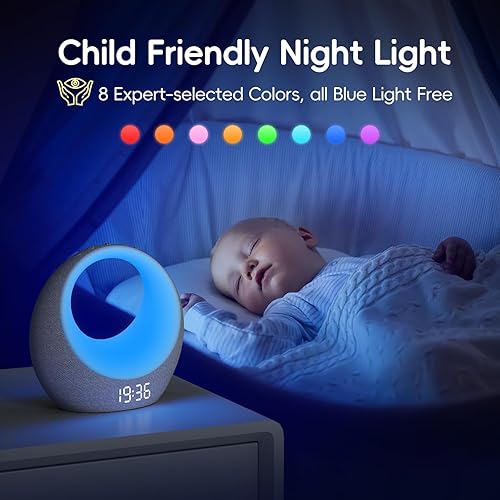 Miniatura 5 de Gianna Máquina de sonido para bebés Auto-calmante, grabación personalizable, 26 sonidos calmantes, 8 luces para el cuidado de los ojos, máquina de