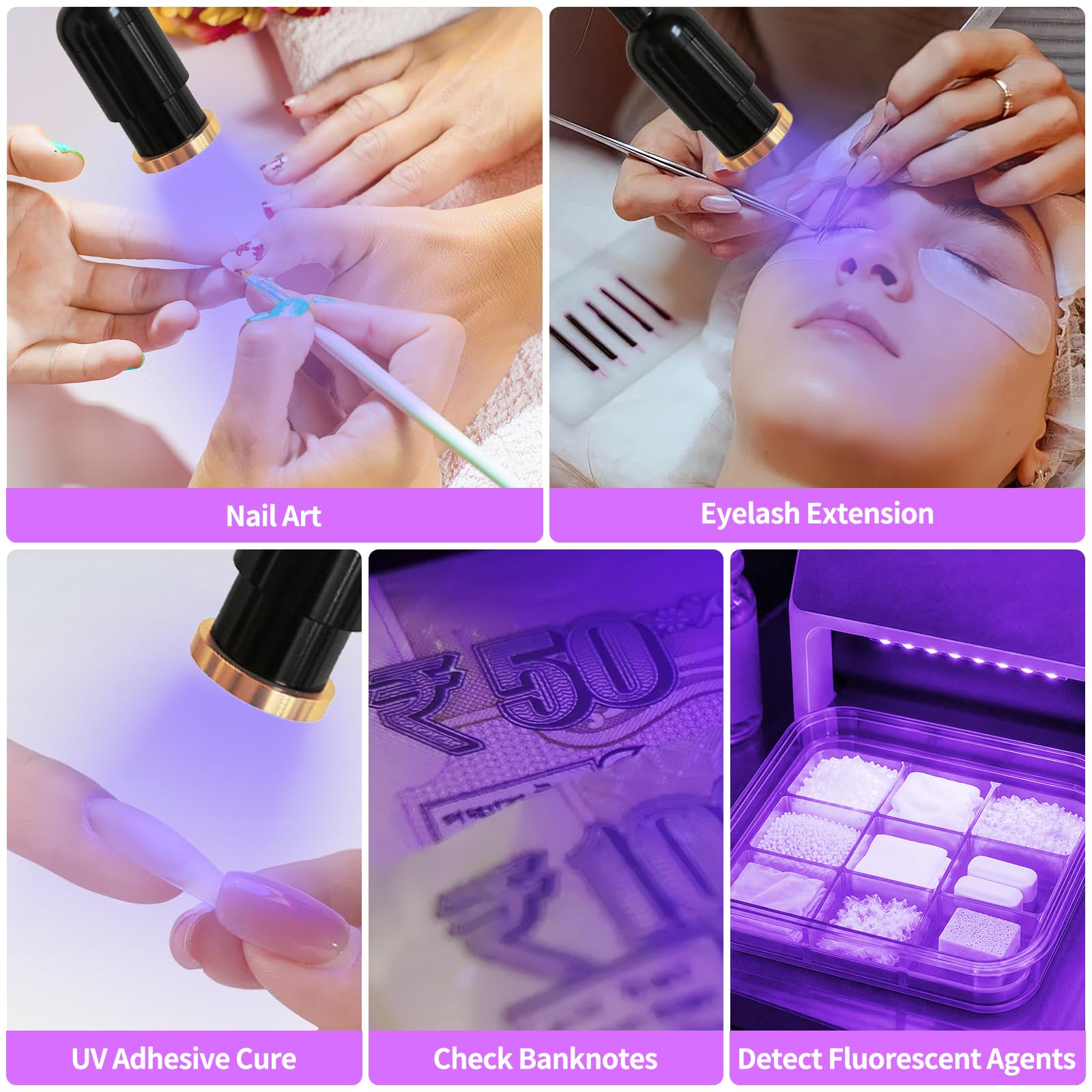 Diesisa 2-in-1 Lampada UV per Extension Ciglia 10W con Interruttore Pedale | Lampada UV per Ciglia con Interruttore a Pedale - 360° Regolabile Collo Cigno - 2–3 Secondi Polimerizzazione per Unghie