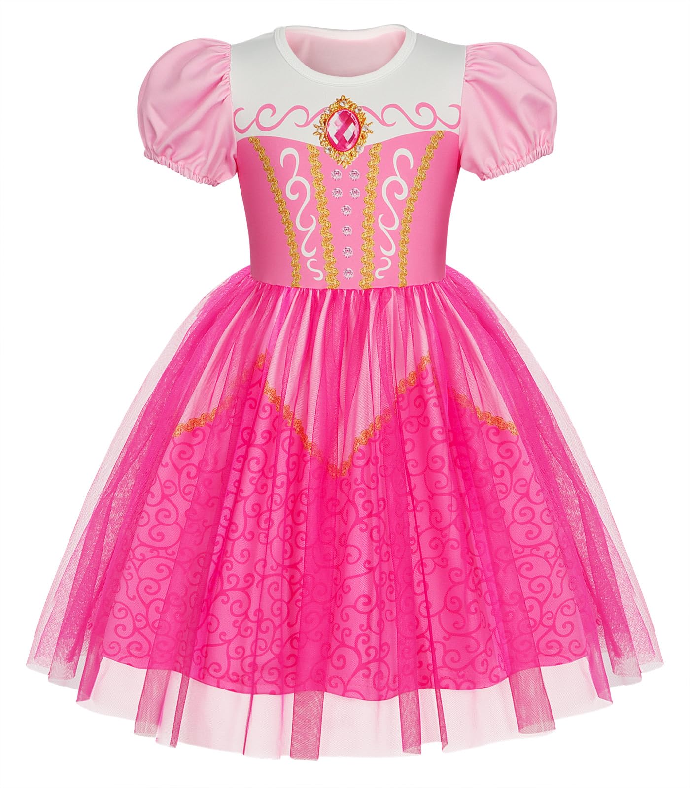 Berich Pink Dress up for Girls Clothing Princess Costumes for Girls Halloween Outfits Christmas Gifts World Book Day Costume Princess Costume 3-4 Years(Pink,110)