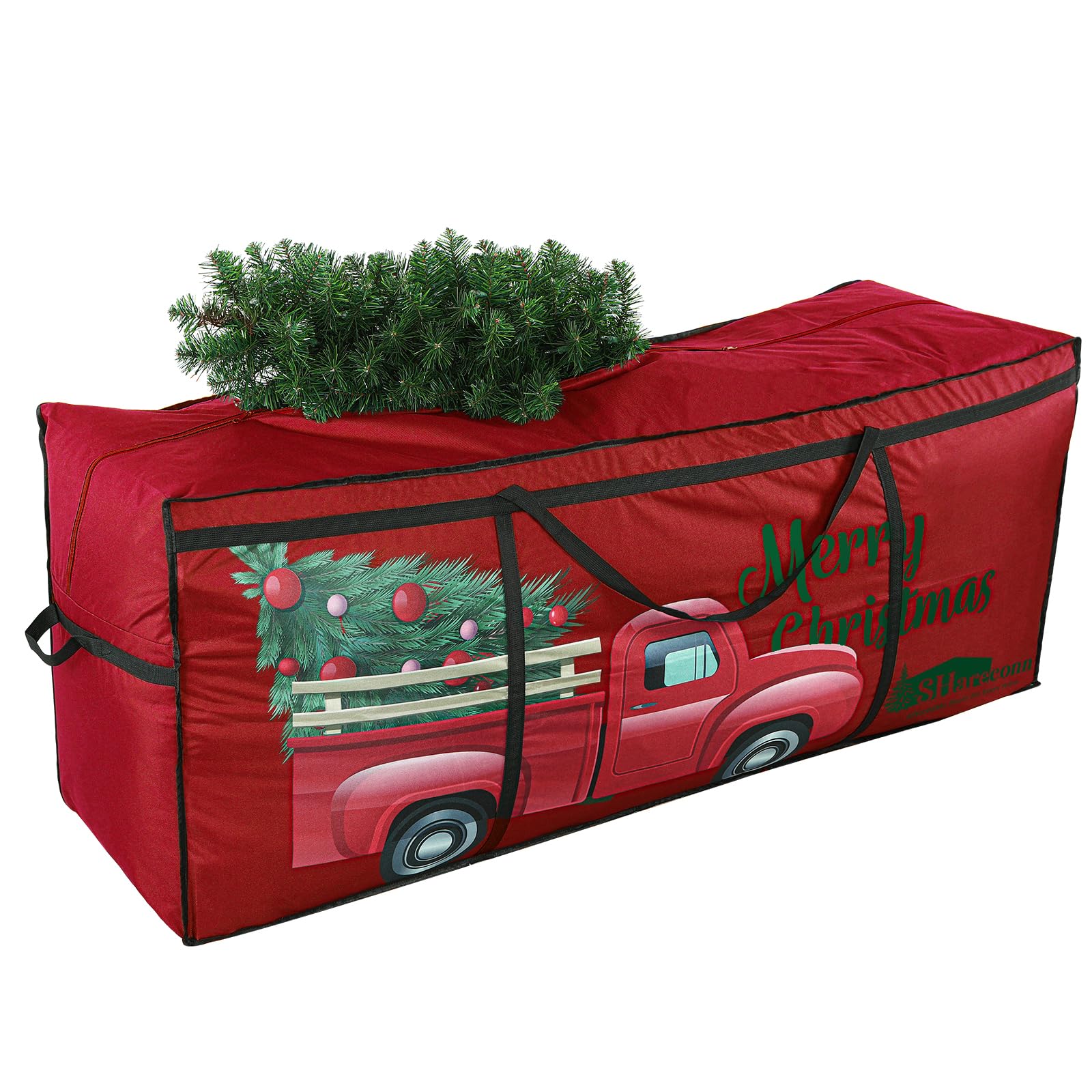 SHareconn Sacca per Albero di Natale, Borsa Oxford 600D Grande, Resistente e Impermeabile con Manici Rinforzati, Adatta per Alberi di Natale Artificiali Fino a 220 cm e Palline di Natale, Rosso