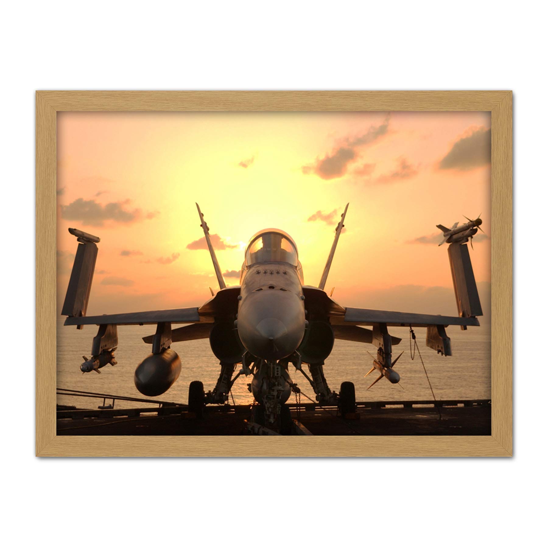 Military USA USAF FA-18 Fighter Jet Weapons Ready Photo Artwork Framed Wall Art Print 18X24 Inch