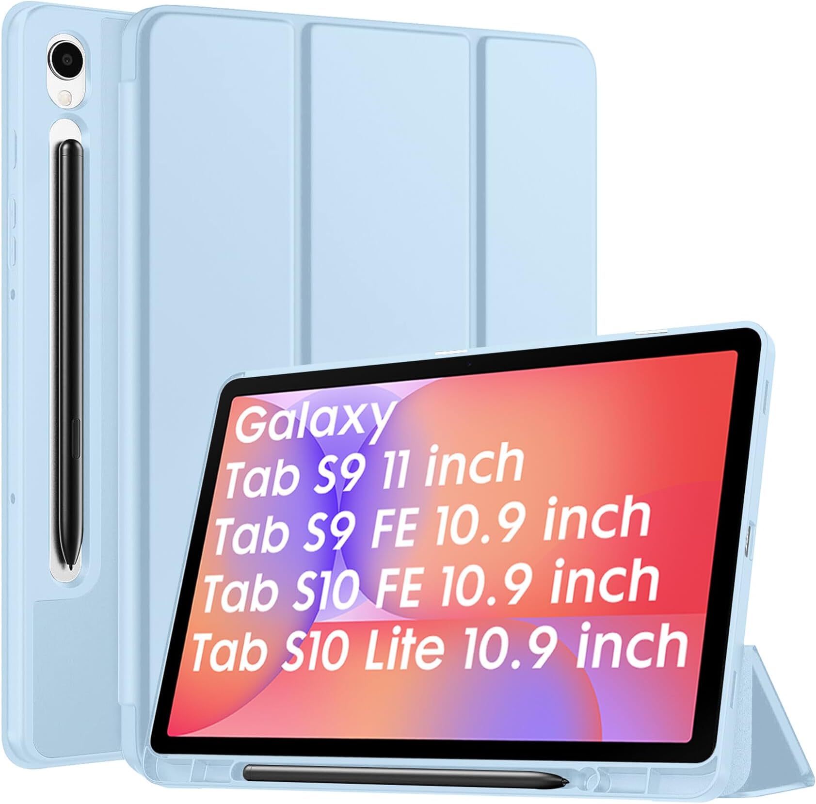 - Robustrion Cover for Samsung Galaxy Tab S10 Lite 10.9" / Tab S9 FE/Tab S10 FE/Tab S9 11" with [S Pen Holder], Flip Case for Samsung Tab S10 Lite /S10/S9 FE Tablet Cover [Auto Sleep Wake] - Light Blue