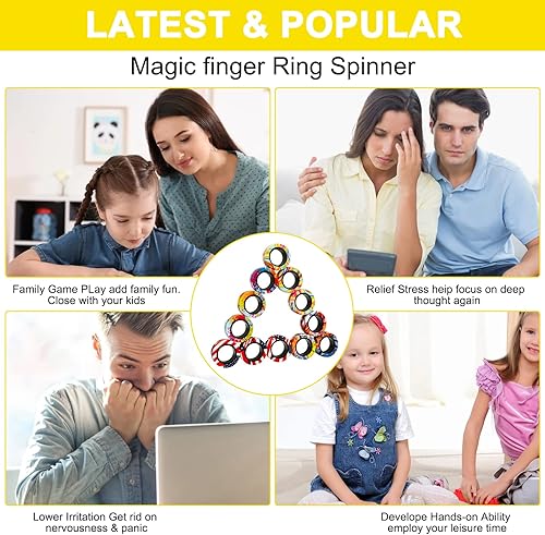 Miniatura 4 de YISHIDANY Juego de 12 anillos magnéticos para la ansiedad, anillos magnéticos para aliviar el estrés con TDAH, juguetes mágicos de camuflaje de