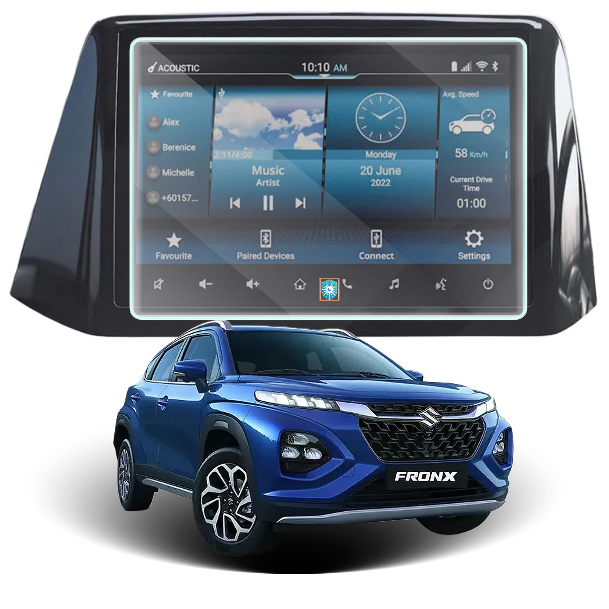 Car Screen Protector for Maruti Suzuki Fronx |2023 - Running| - 9 Inch, Anti-Scratch, Easy Installation, Clear Touchscreen Guard, Infotainment System Protection (Not a Tempered Glass)-image-38