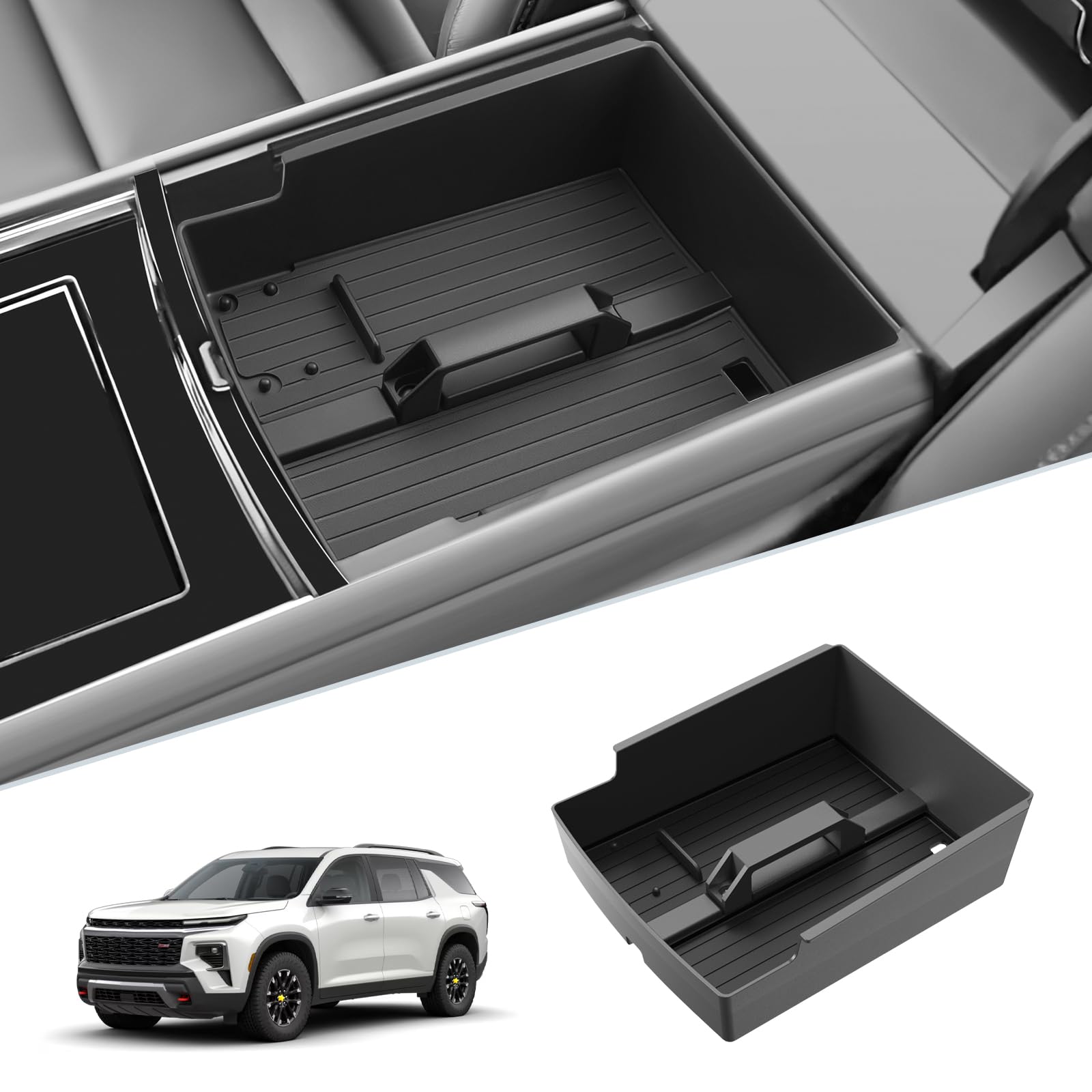 SKTU for 2024 2025 2026 Chevy Traverse Center Console Organizer 2024 2025 2026 Traverse (LS/LT/Z71/High Country/RS) Console Tray 2024 2025 2026 Chevy Traverse Accessories with Sunglasses Holder