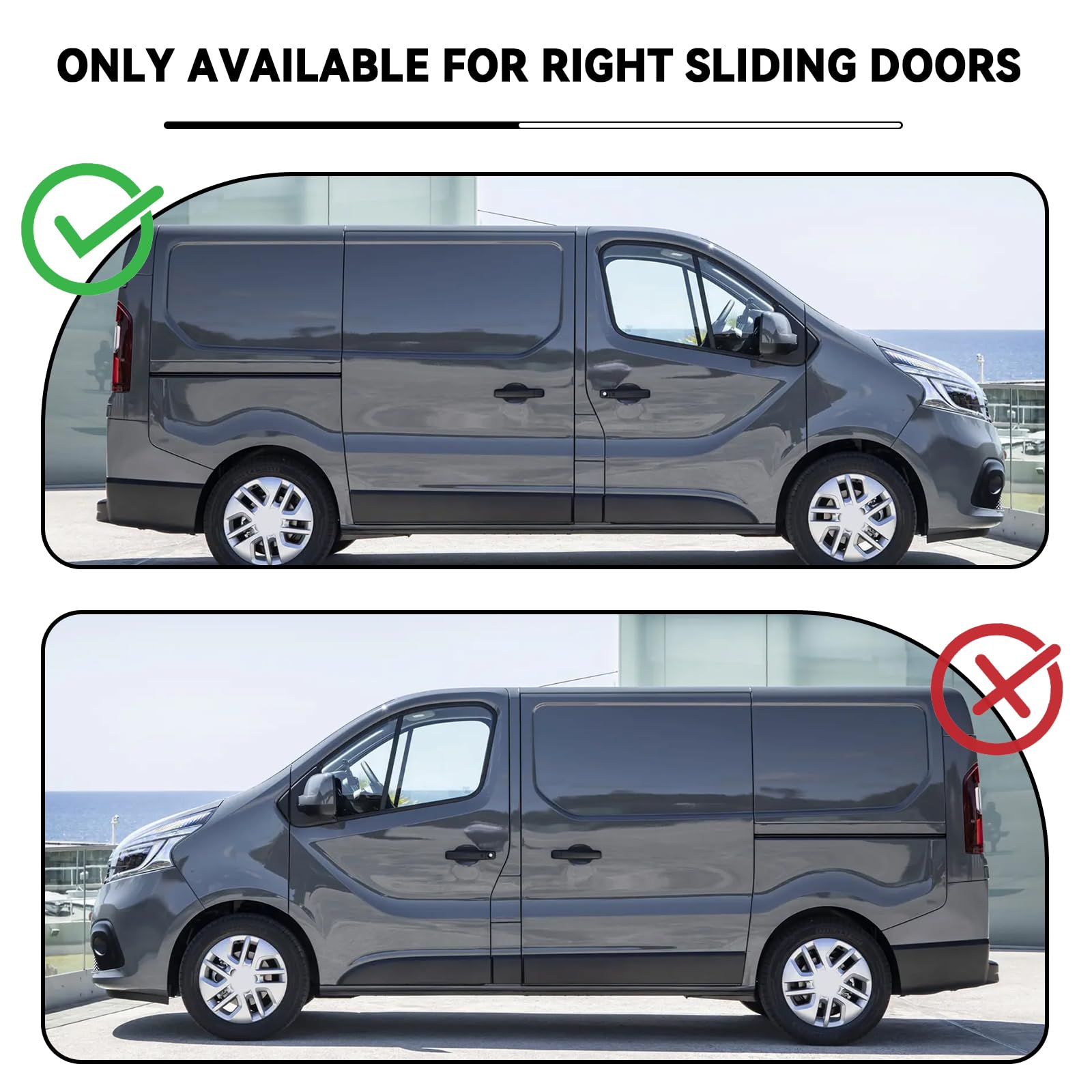 Rechte Schiebetür Seitentürrollen Ersatz für Renault Trafic/Nissan Primastar 2001–2015, Ersatz für Opel Vivaro 2001–2015 Seitentürrollensatz – Schiebetürrollenführung Obere Mitte untere Tür