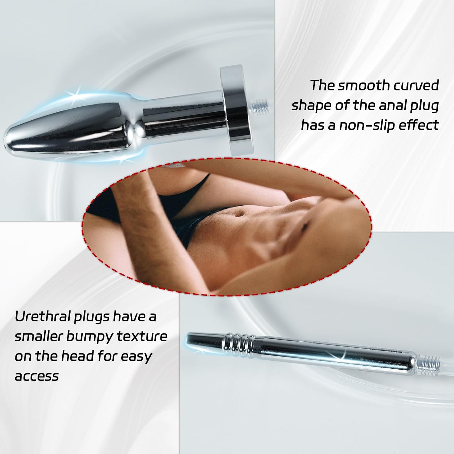 AMAZBEE Analplug Catheter Dilator Men Anal and Penis Plugs Silicone Catheter,2-in-1 urethral Sound Enema Stainless Steel Hollow urethral inflow Anus Plug Sex Toys