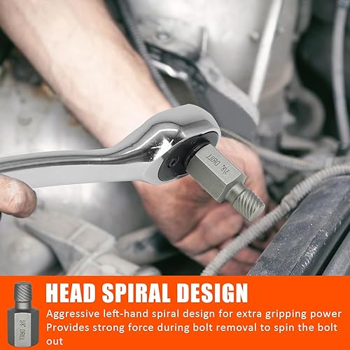 Miniatura 5 de Juego de 27 extractores de tornillos, kit extractor de pernos fácil de sacar con unidad inferior de 38 pulgadas, extractores multilínea para quitar