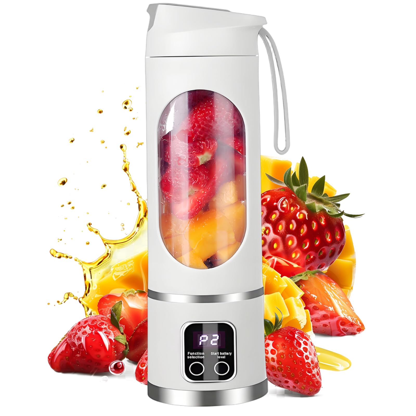 Livoravoli Portable Blender Smoothie Maker, 450ml Electric Mini Fresh Juice Maker, Powerful Mini Blender with USB for Fruits, Shakes, Smoothie, Perfect for Home, Office, School, Outdoors (White)