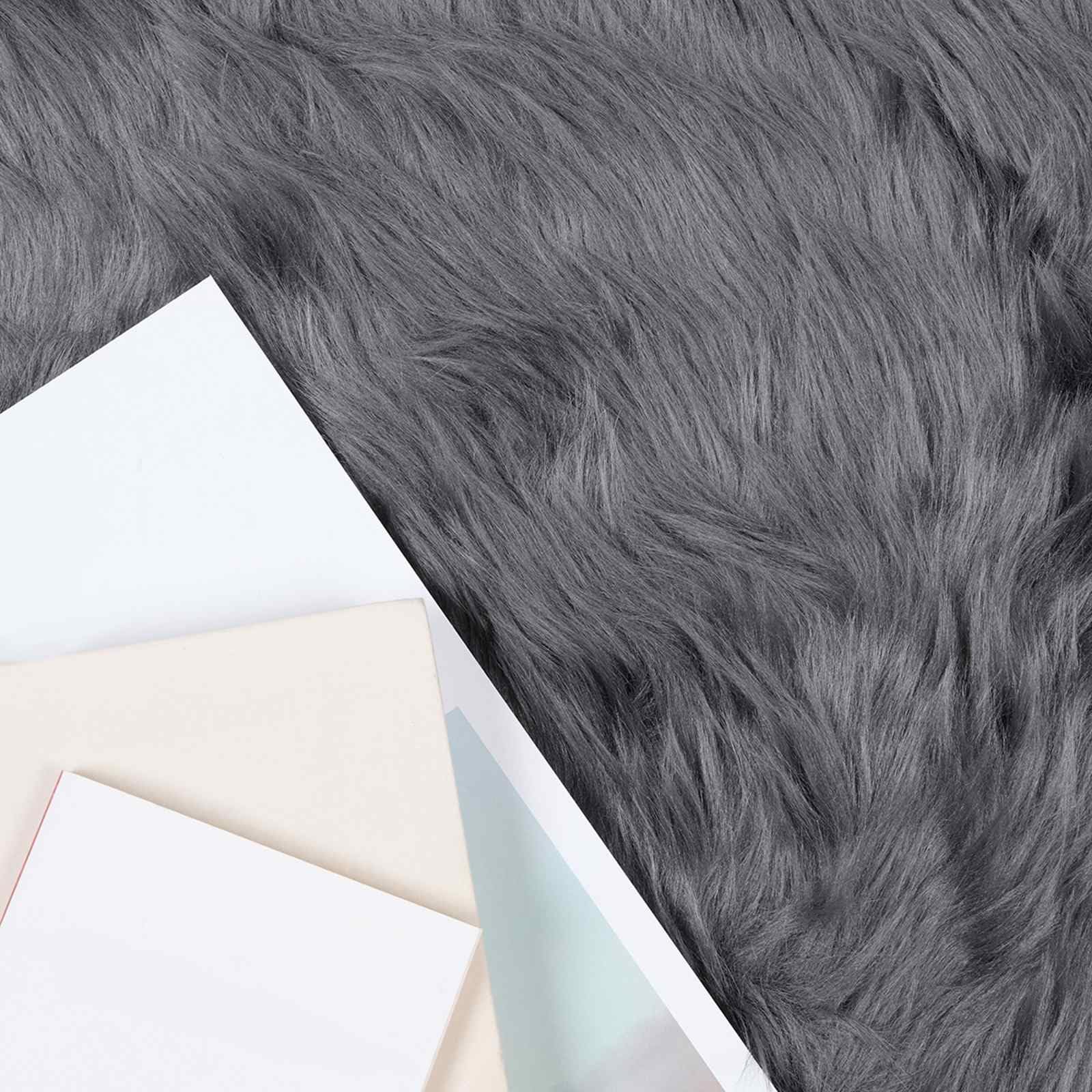 Tapis fausse laine anthracite rond 160cm super doux pour maison