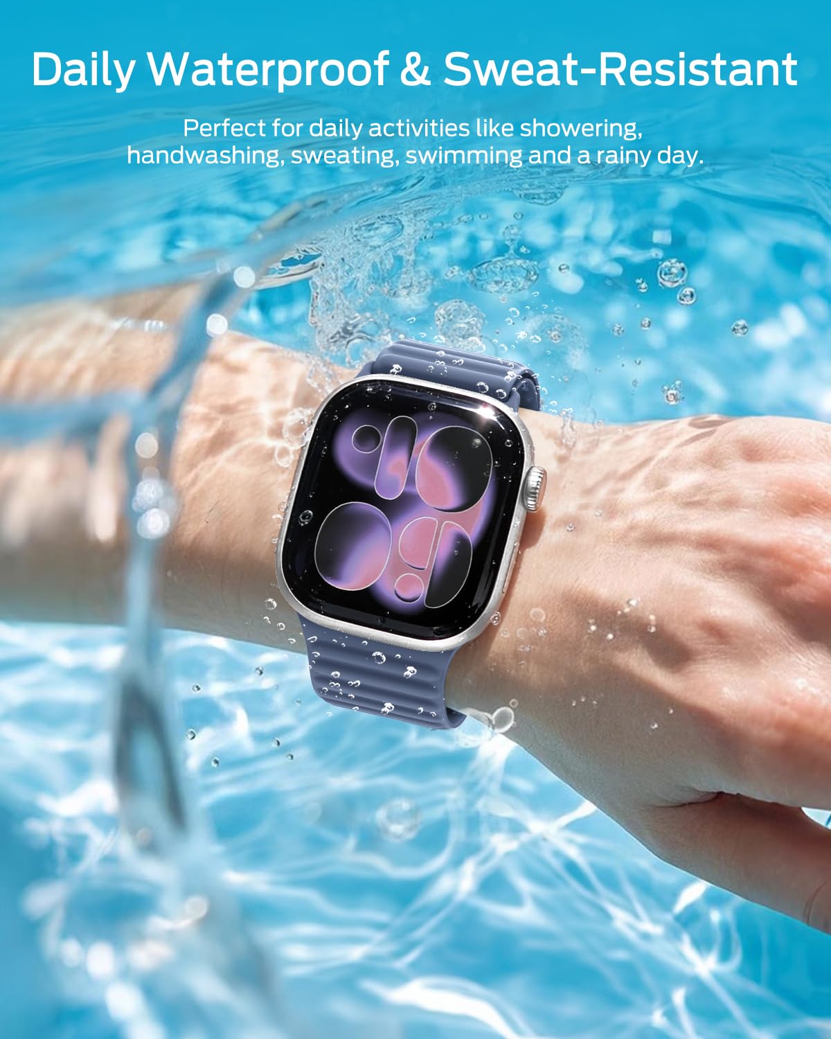 Higgs Magnetic Silicone Sport Strap Compatible with Apple Watch Straps 44mm 40mm 38mm 41mm 42mm 45mm 46mm 49mm for Men Women, Soft iWatch Wrist Band for Series 11 10 9 SE 8 7 6 5 4 Ultra 3 2 1 — view 6
