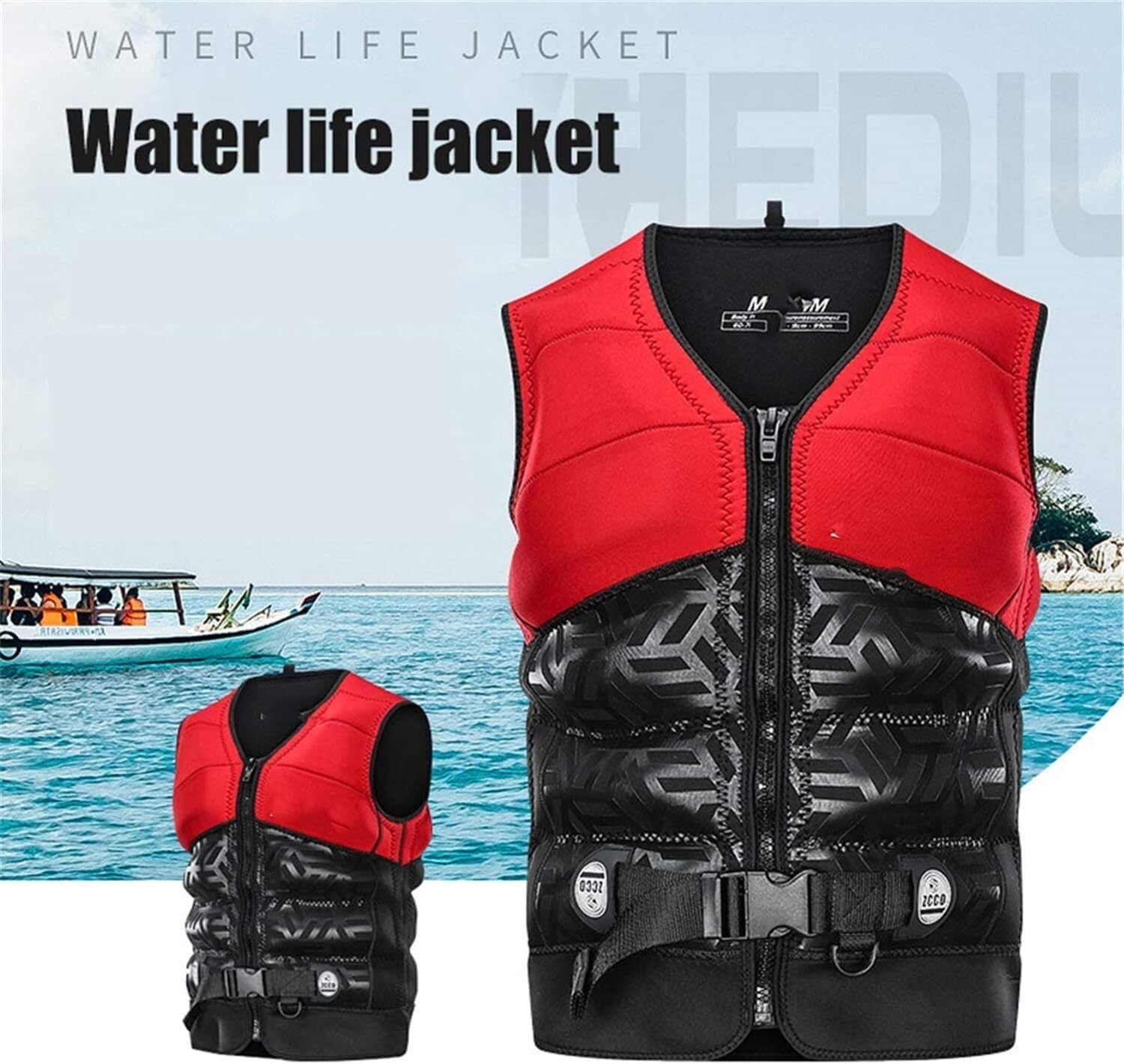 Premium Adjustable Neoprene Swim Vest, High Buoyancy Safety Jacket, Quick-Dry Comfort Fit, for Adults Watersports, Boating, Surfing, Snorkeling