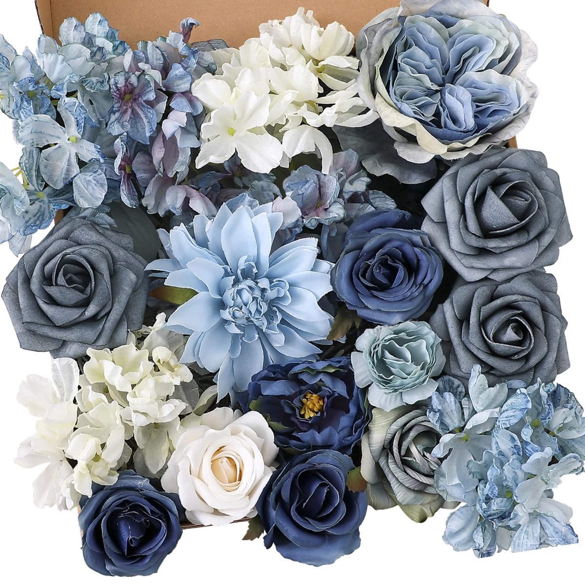 Garisey Artificial Flowers Combo Box Set Dusty Blue