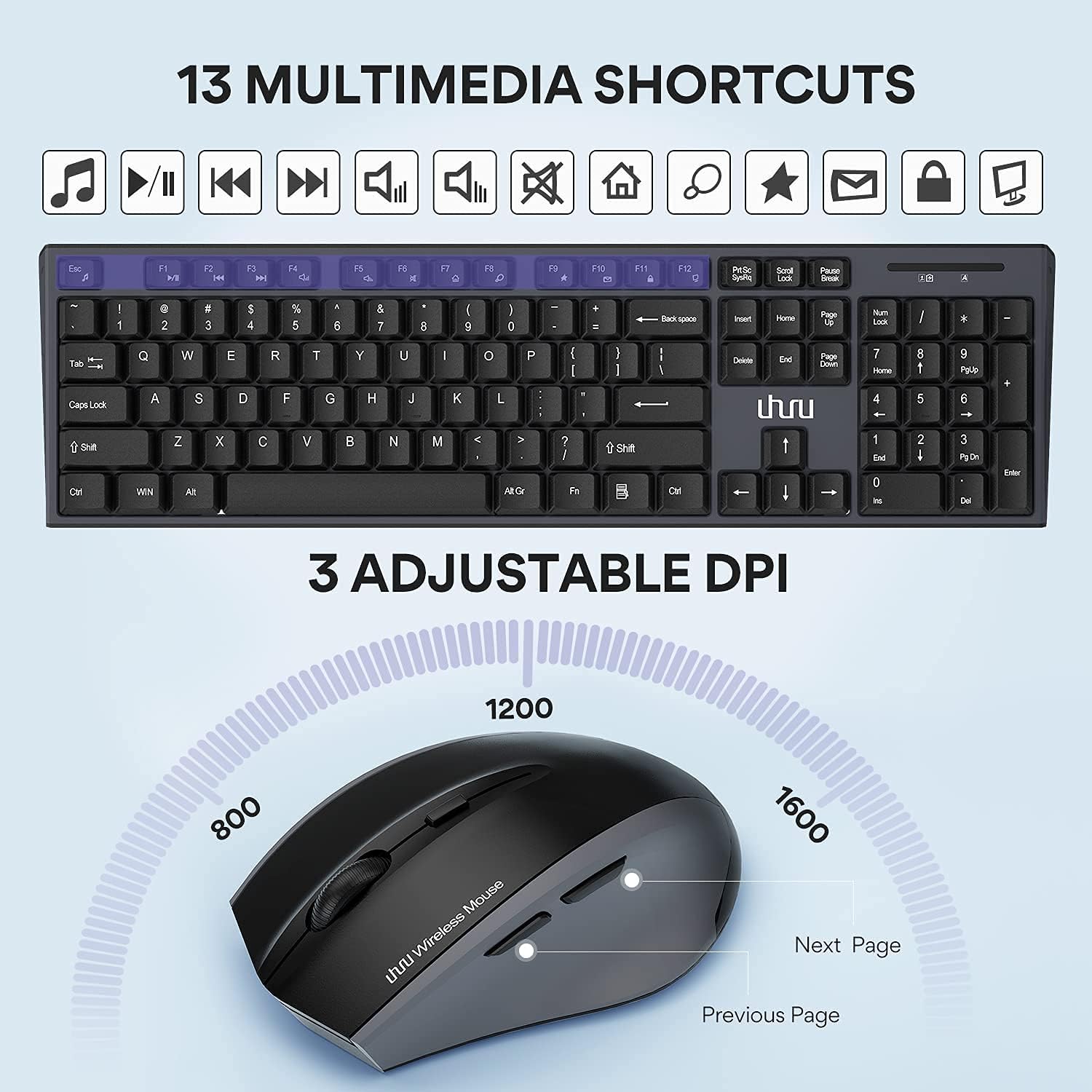 Multimedia shortcuts and mouse DPI settings