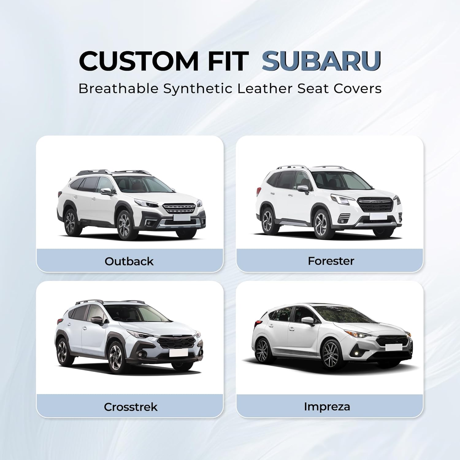 DISUTOGO Seat Covers for Subaru Outback Forester Crosstrek Impreza, Thick Perforated Faux Breathable Leather Waterproof Seat Covers (Black & Beige,Full Set)