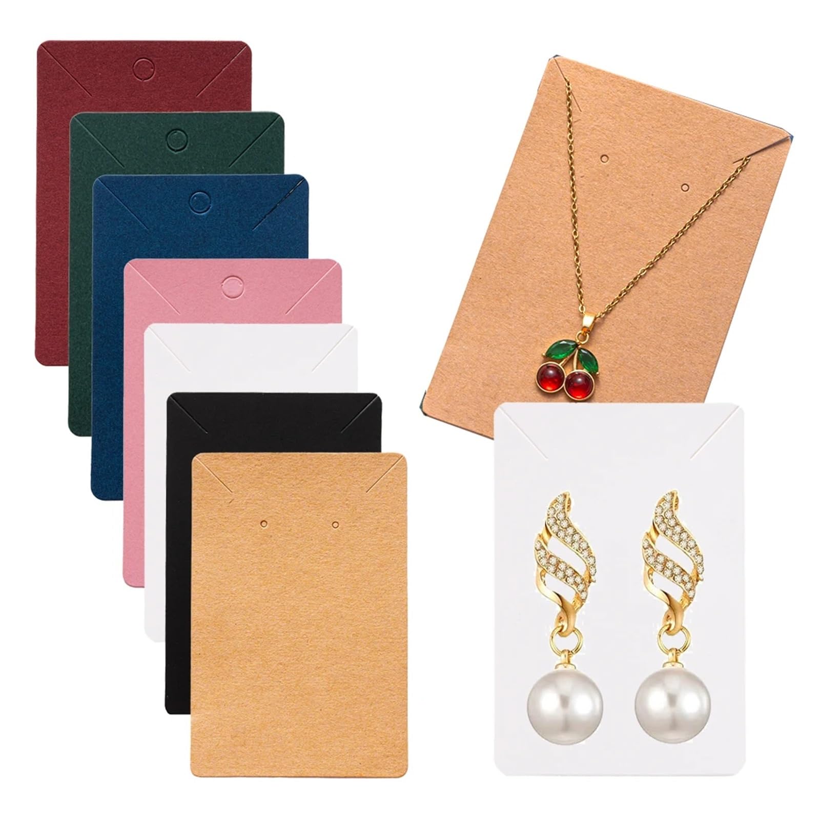 EDvkrgqx Earrings Necklace Display Cards, Earring Cards 300pcs 6x9cm Multicolor Jewelry Display(Pink)
