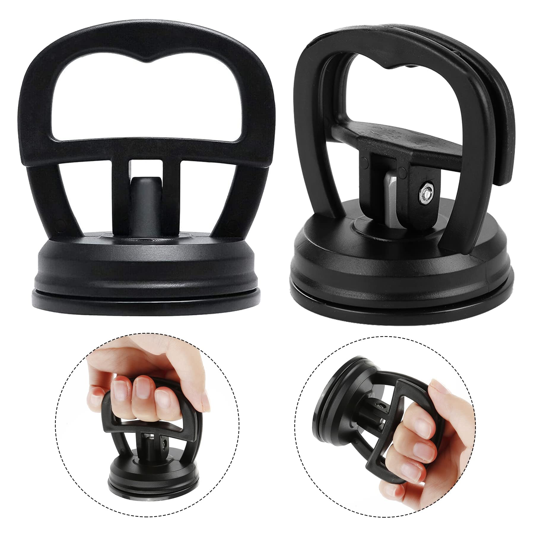 SimpTronic Tech 2pcs Suction Cup Dent Puller Handle Lifter-Universal Car Remover Kit for Repair, Tools,Glass,Tiles, Mirror, Granite Lifting and Objects Moving, black