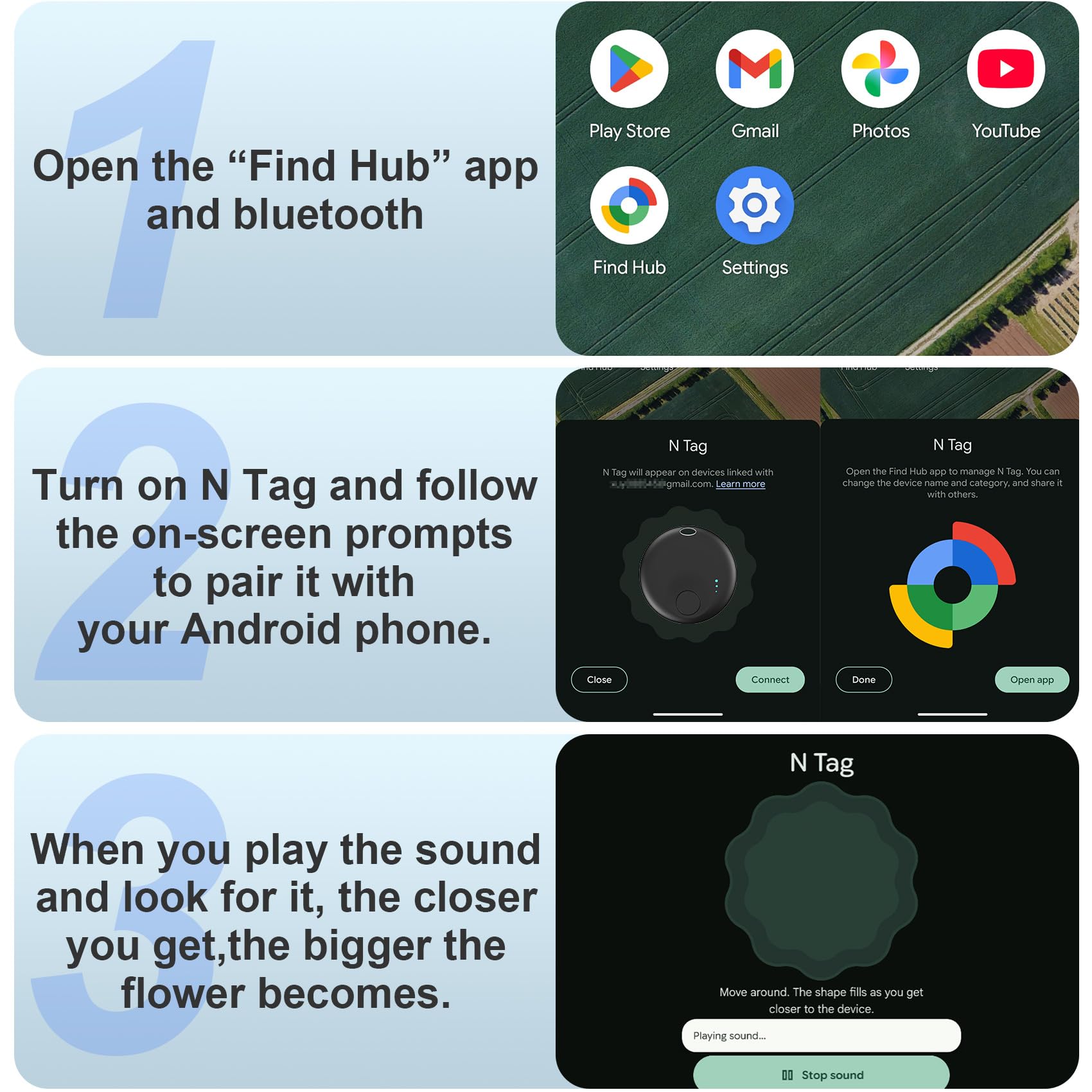 Android Smart Tracker Tag, Tracker Tag Android Bluetooth Localizzatore Tracker Tag Localizzatore per Bagagli/Borse/Portafogli/Zaini, Chiavi Trova Oggetti Compatibile “Google Find Hub” (Nero)