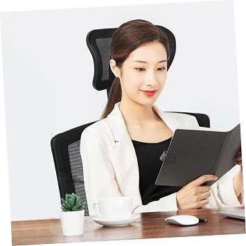 Office Chair Headrest Adjustable Black Cloth Universal Fit