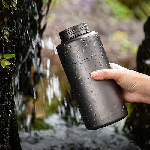 Miniatura 9 de Boundless Voyage Botella de titanio de 1 litro, botella de agua deportiva de una sola capa de 25.4 fl oz, vaso ultraligero a prueba de fugas, para