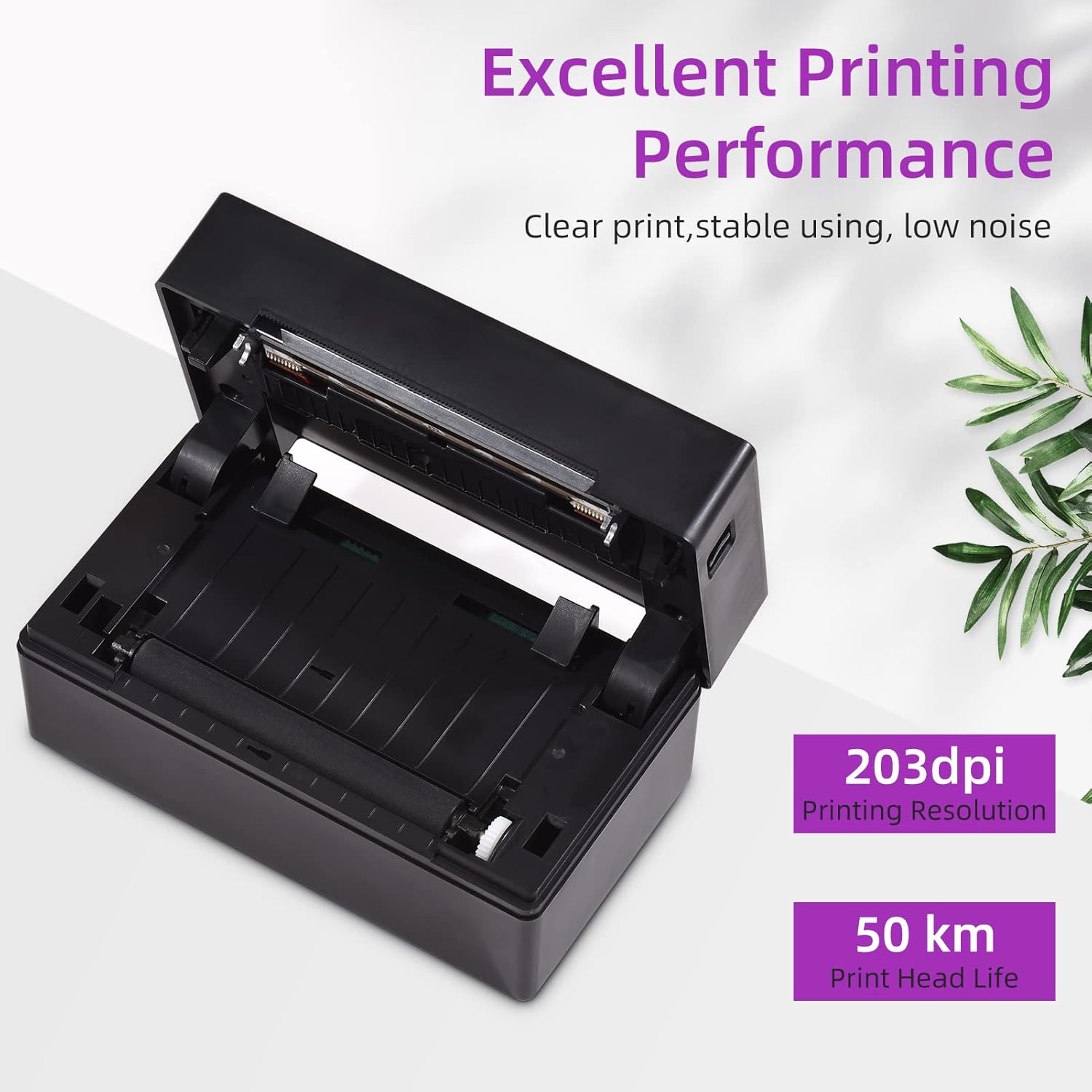 Desk Thermal Label Printer for 4x6 Shipping Package Label Printing All in One Label Wireless BT&USB Connection 180mm/s High Speed Thermal Sticker Printer Max.110mm Paper Width Compatible