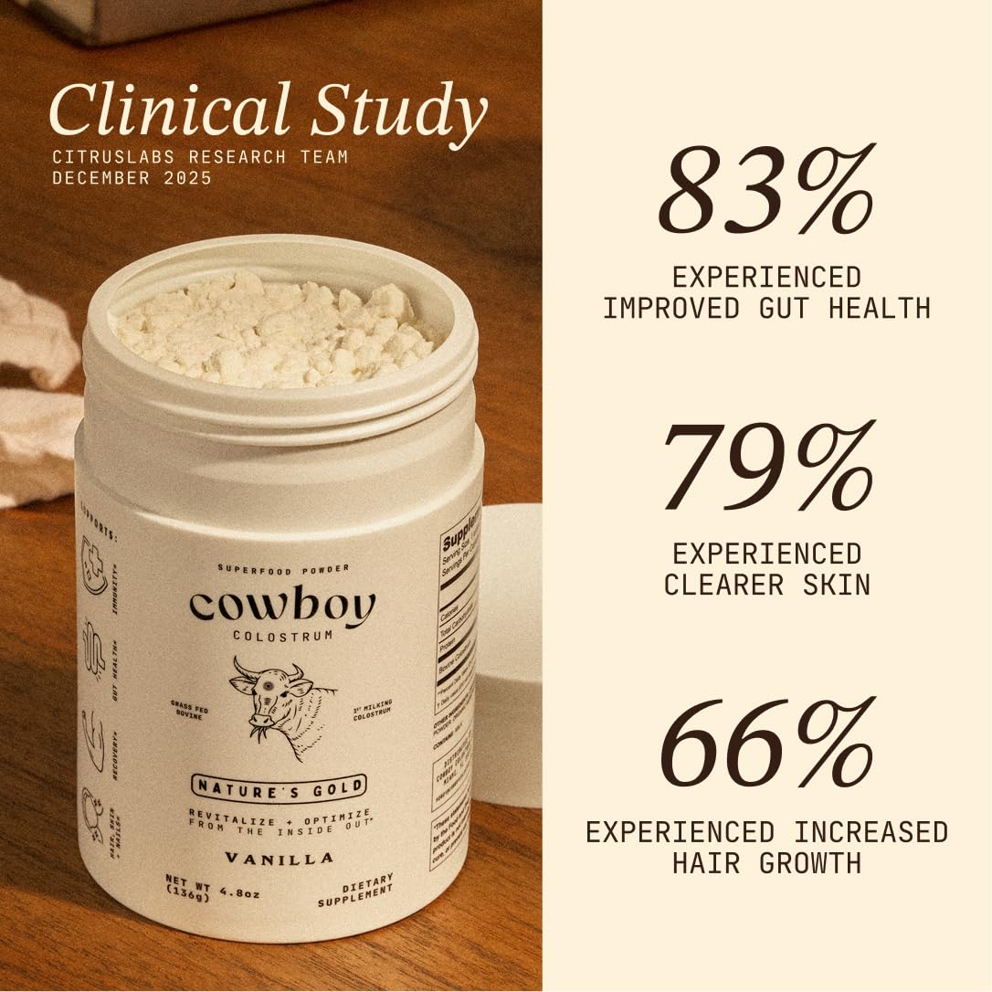 Cowboy - The Exclusive 1st Milking, Whole, Grass Fed Colostrum Supplement for Full Body Health - Bovine Colostrum Powder Packed w/Bioactive Nutrients - Sugar Free (Vanilla, 40 Servings) — Amazon image 7