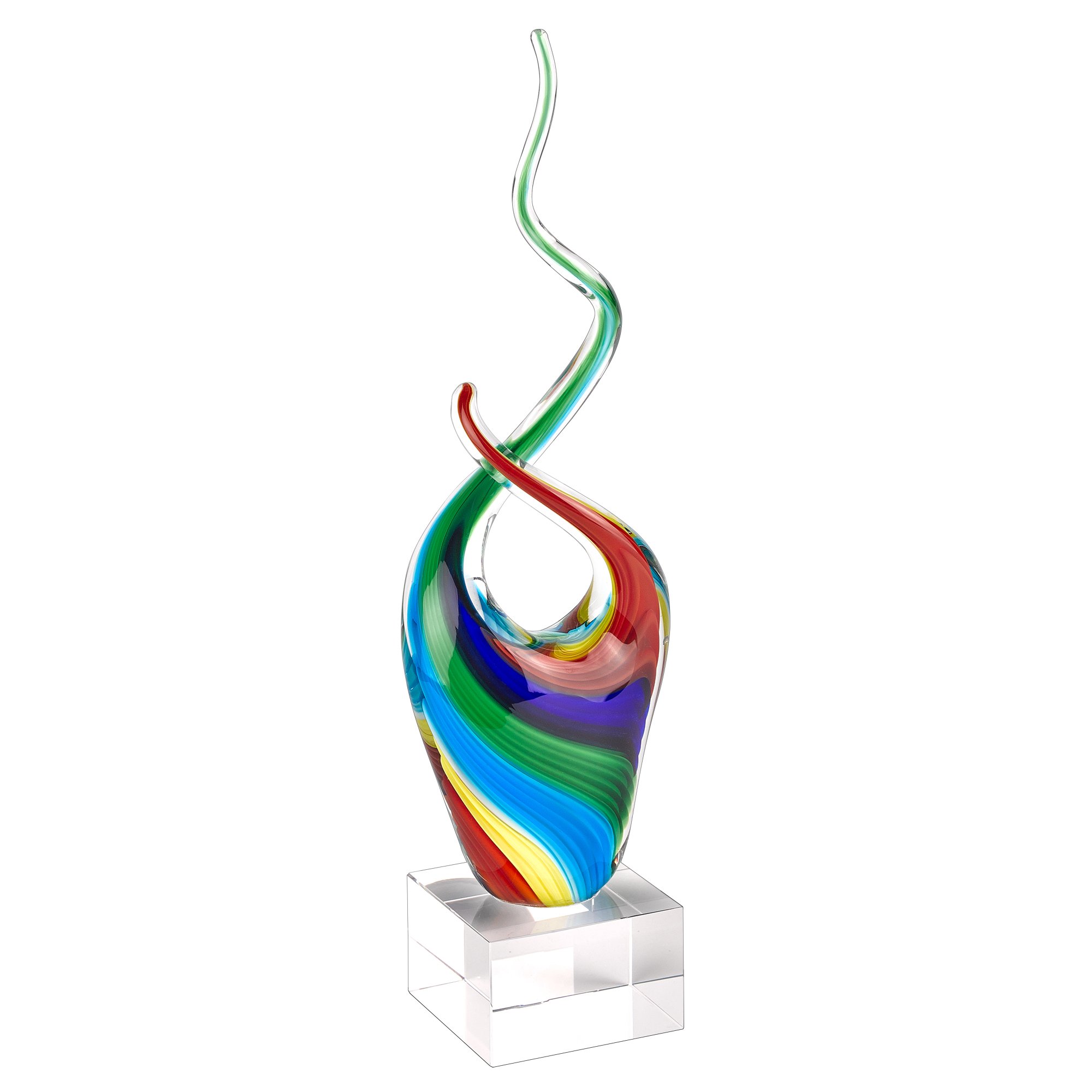 Badash Murano Style Art Glass Rainbow 14" Centerpiece on Crystal Base