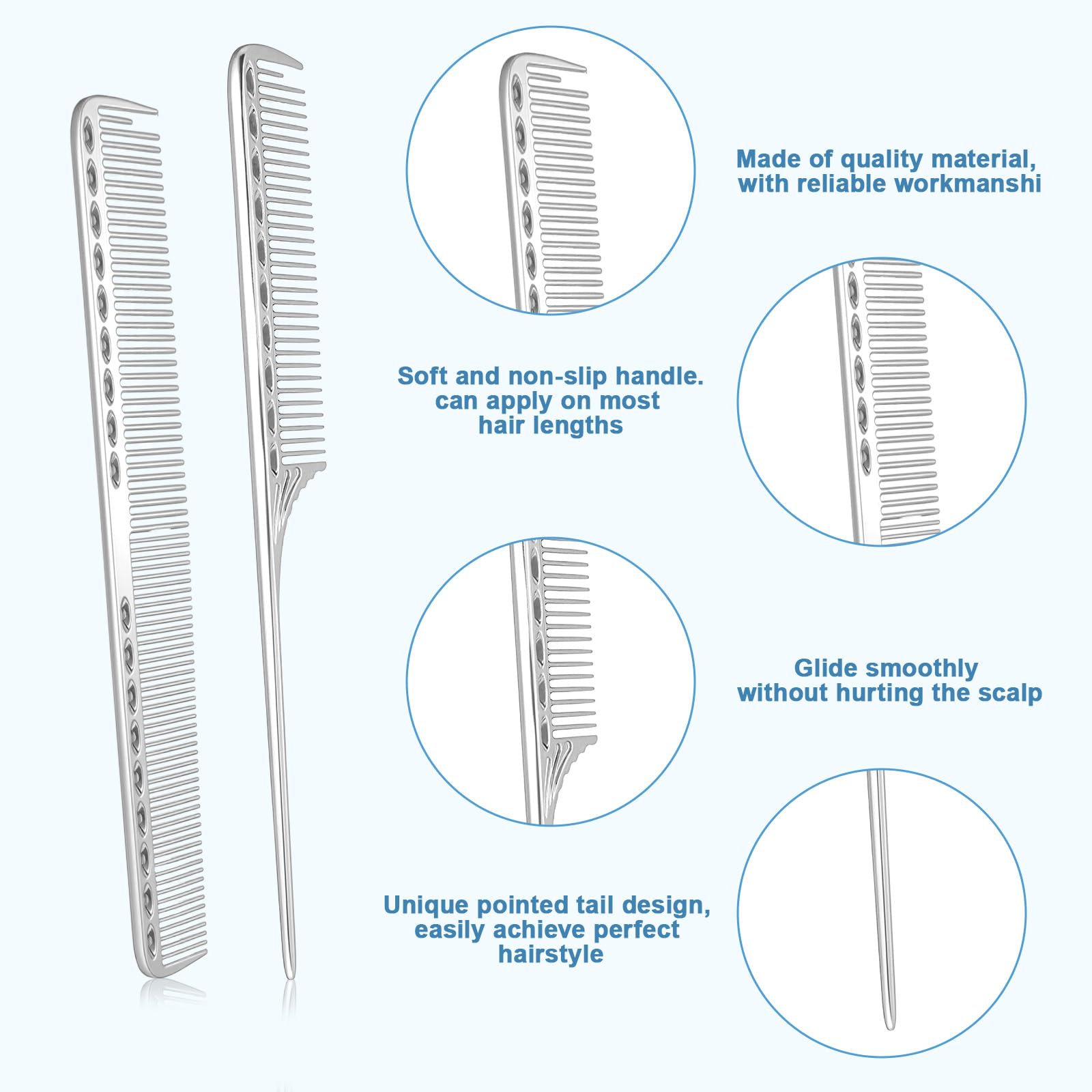 2 PCS Metal Comb for Men Space Aluminum Stainless Steel Fine Tooth Comb - Image 4