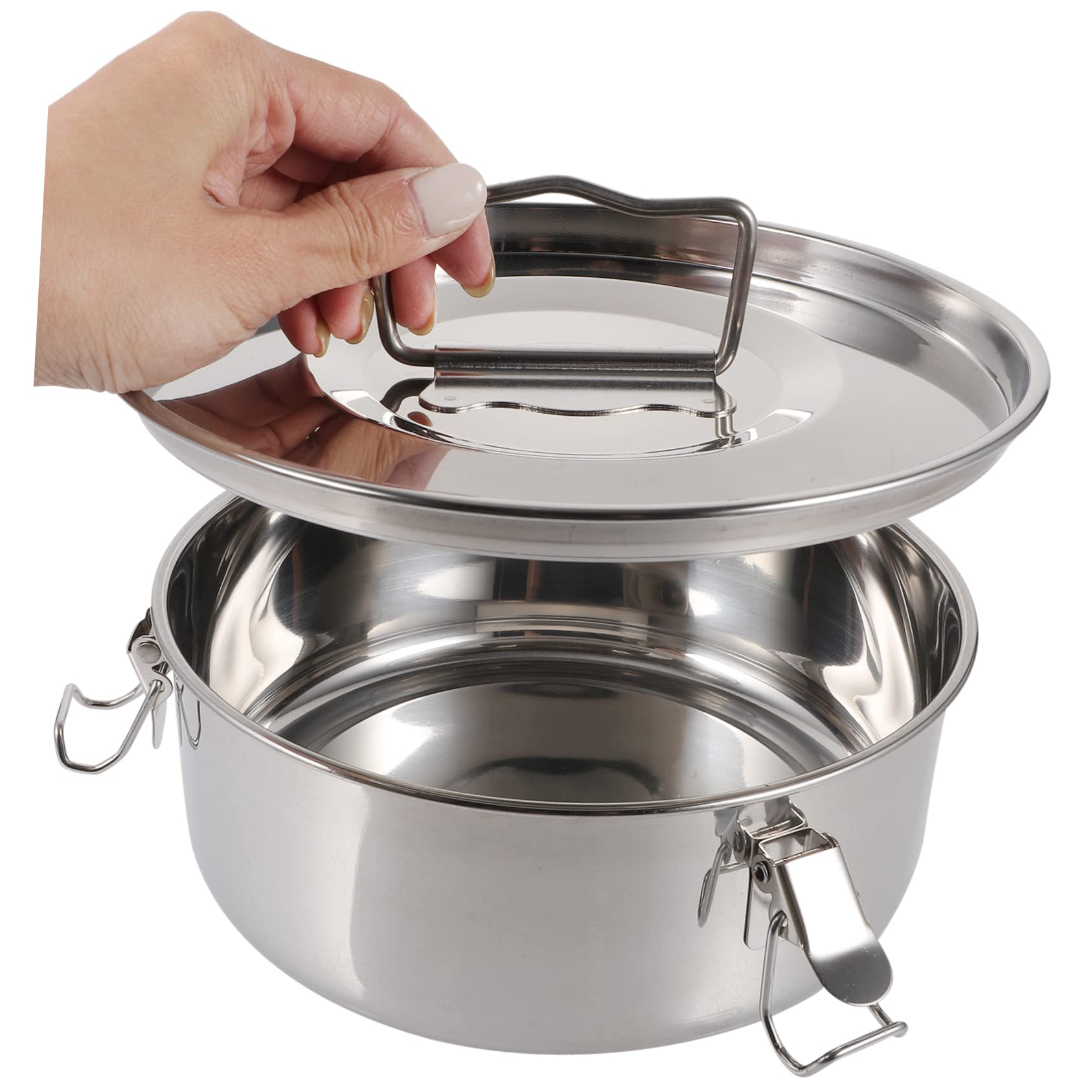 Molde de Acero Inoxidable con Tapa Vaporera, para Flan | Recipiente de Plata, con Asa Resistente, Uso en Horneado y Vapor, para Boniatos y Pudines