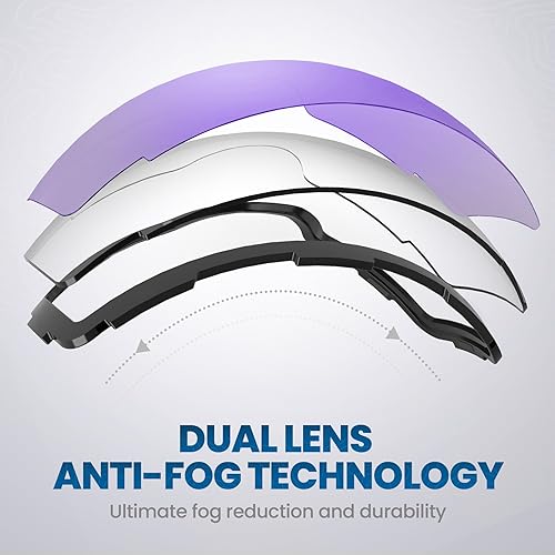 Miniatura 10 de OutdoorMaster Asian Fit - Gafas de esquí Pro sin marco, lentes intercambiables, 100% protección UV400, gafas de nieve para hombres y mujeres