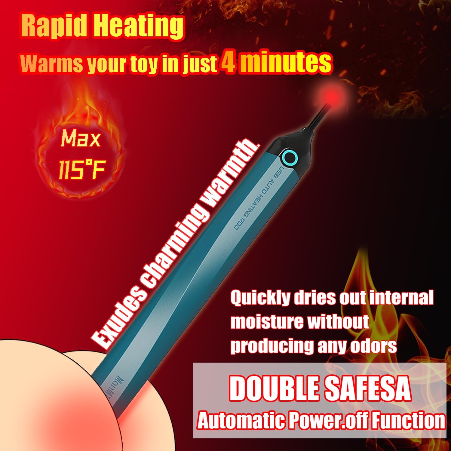 Sex Toy Warmer，Heating Stick USB for Male Masturbator Sex Dolls, 115°F Fast Heating with Auto Temperature Control, Erotic Doll Anal Pocket Playthings Warming Stick，Vagina Toy Warmer Green