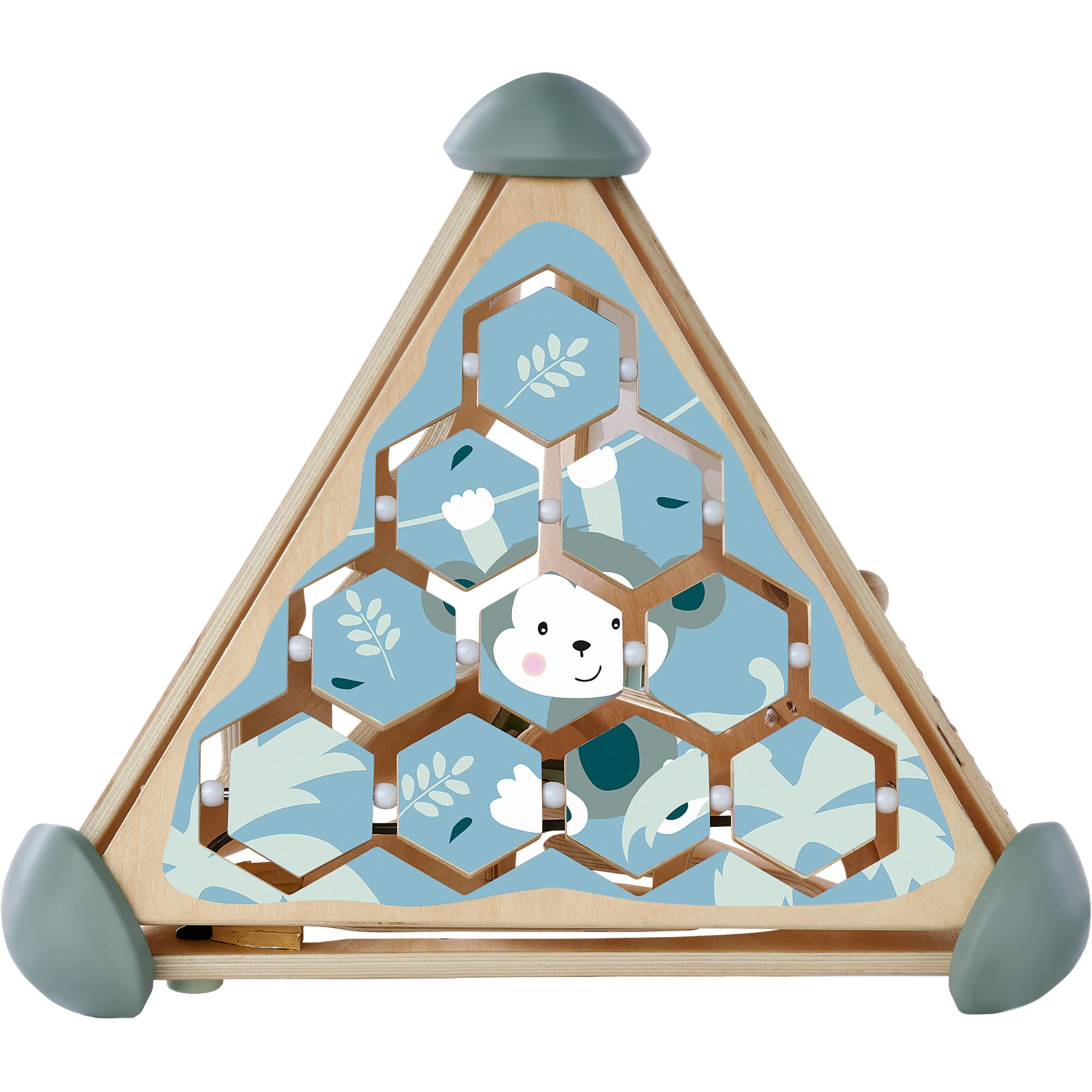 Eichhorn 100003812, Spielcenter Pyramide mit Kugelbahn, Musikfunktion und Steck, sowie Memospiel, 16-TLG., 33x33x38 cm, fördert Feinmotorik und Koordination, aus Birkenholz, ab 1 Jahr